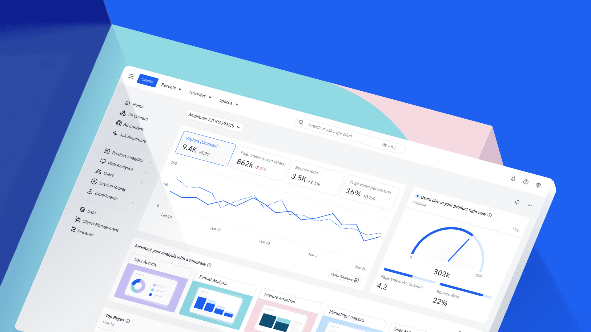 stylized image of the Amplitude product interface