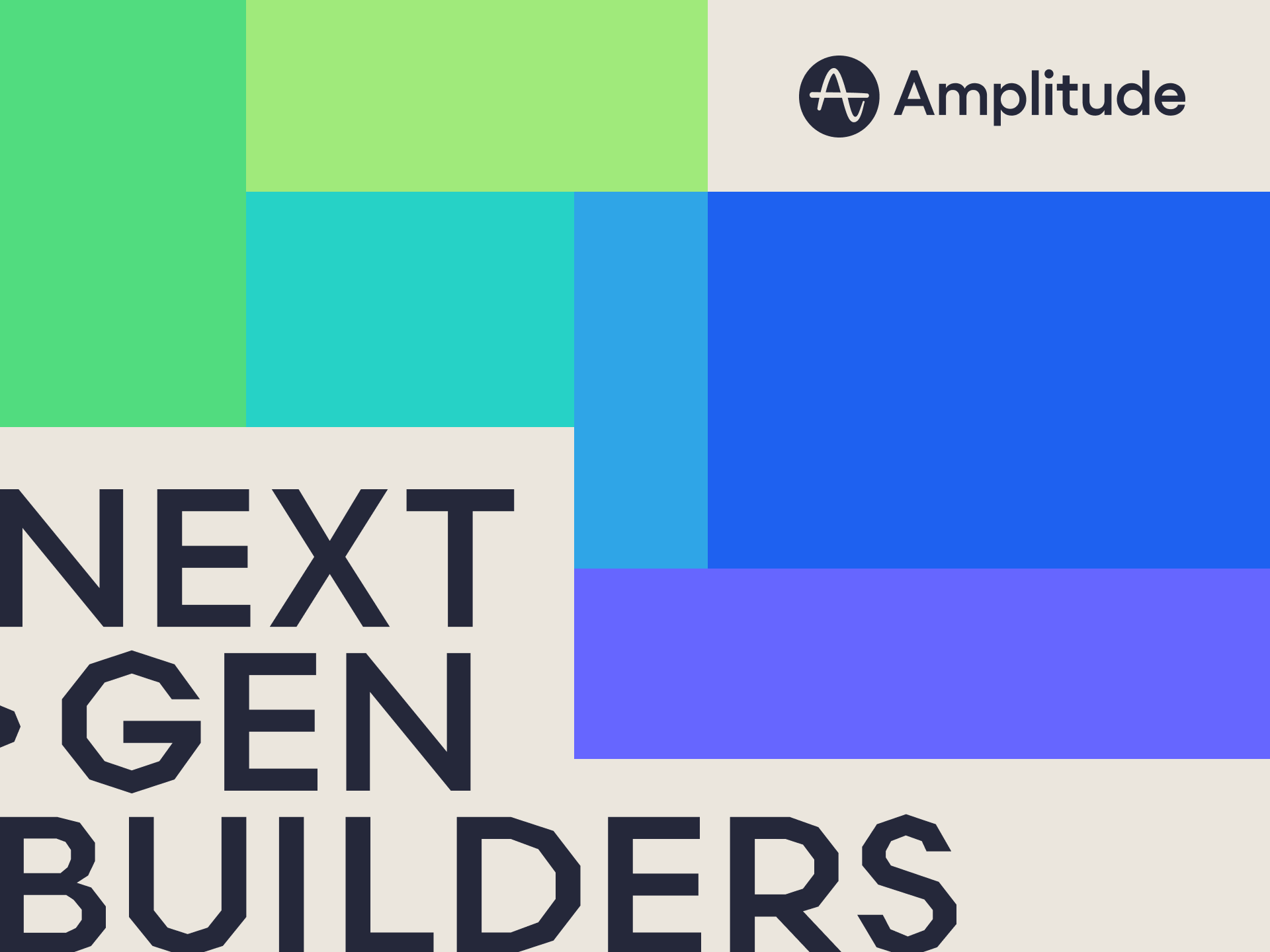 Graphic block treatment of Podcast text Next Gen Builders presented by Amplitude