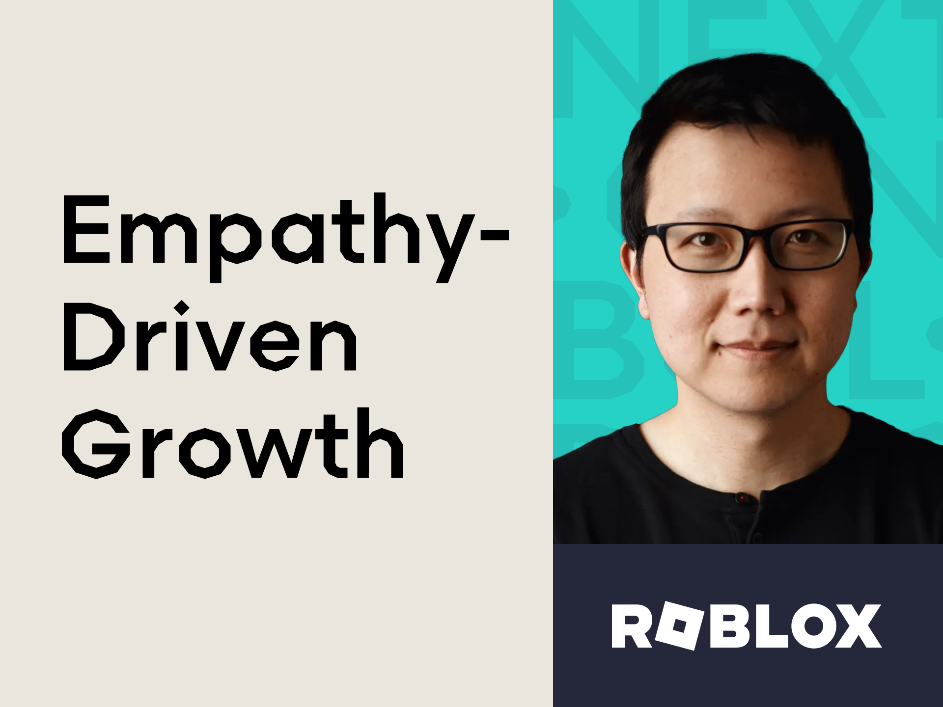Text saying "empathy-driven growth" with Peter Yang's headshot and title
