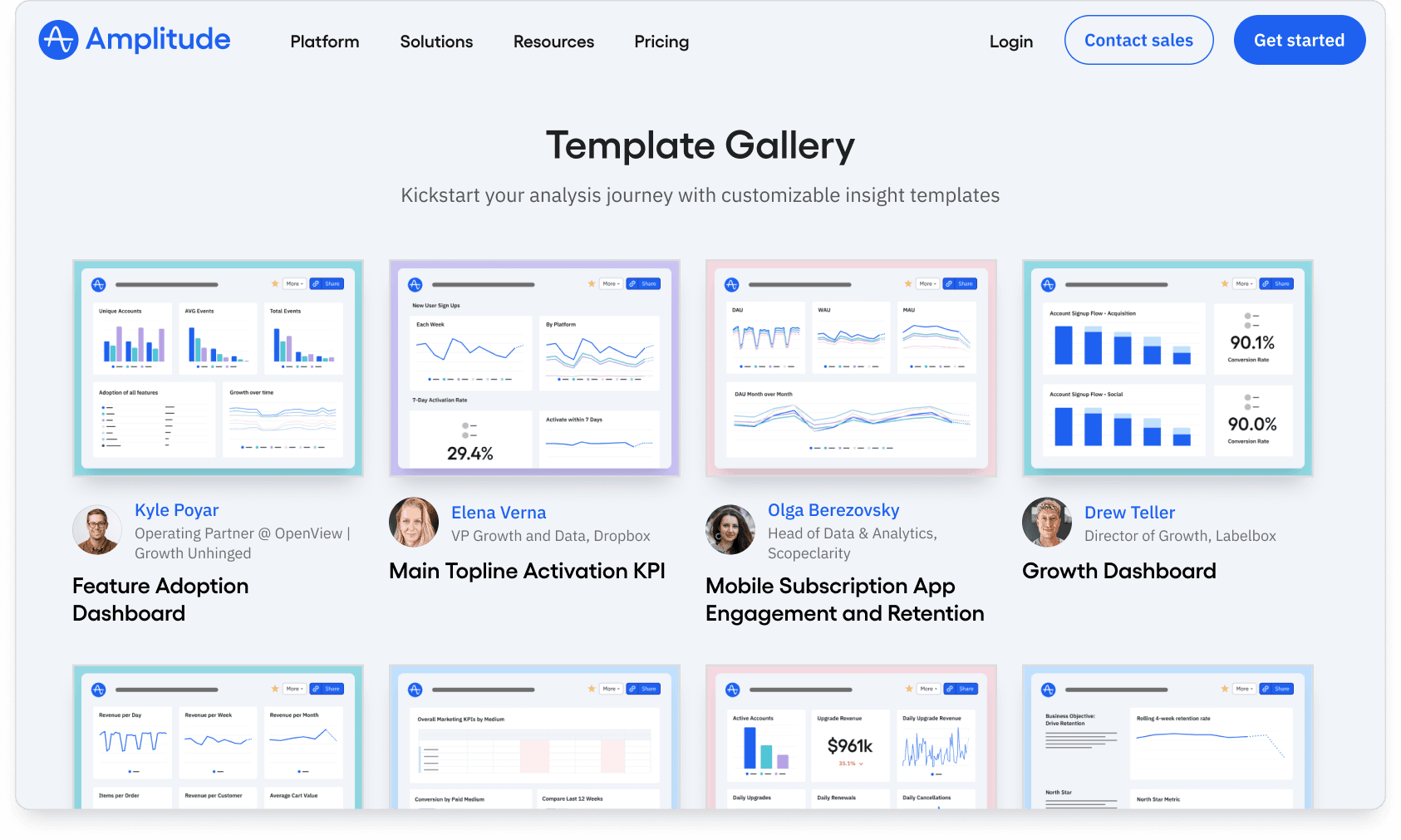 Screenshot of template gallery