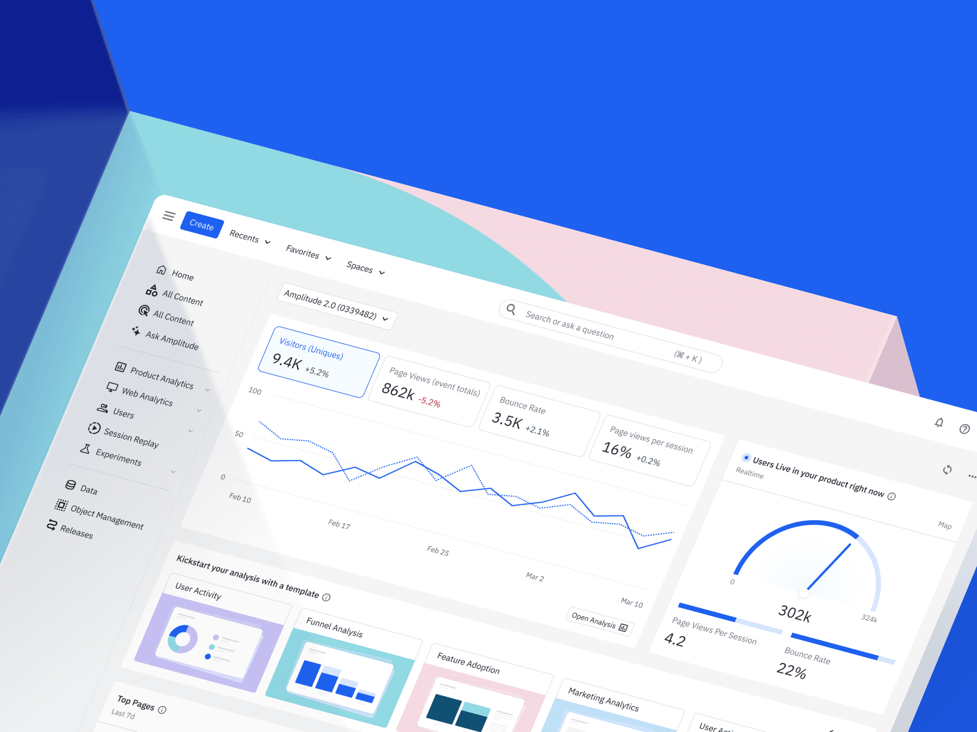 stylized image of the Amplitude product interface