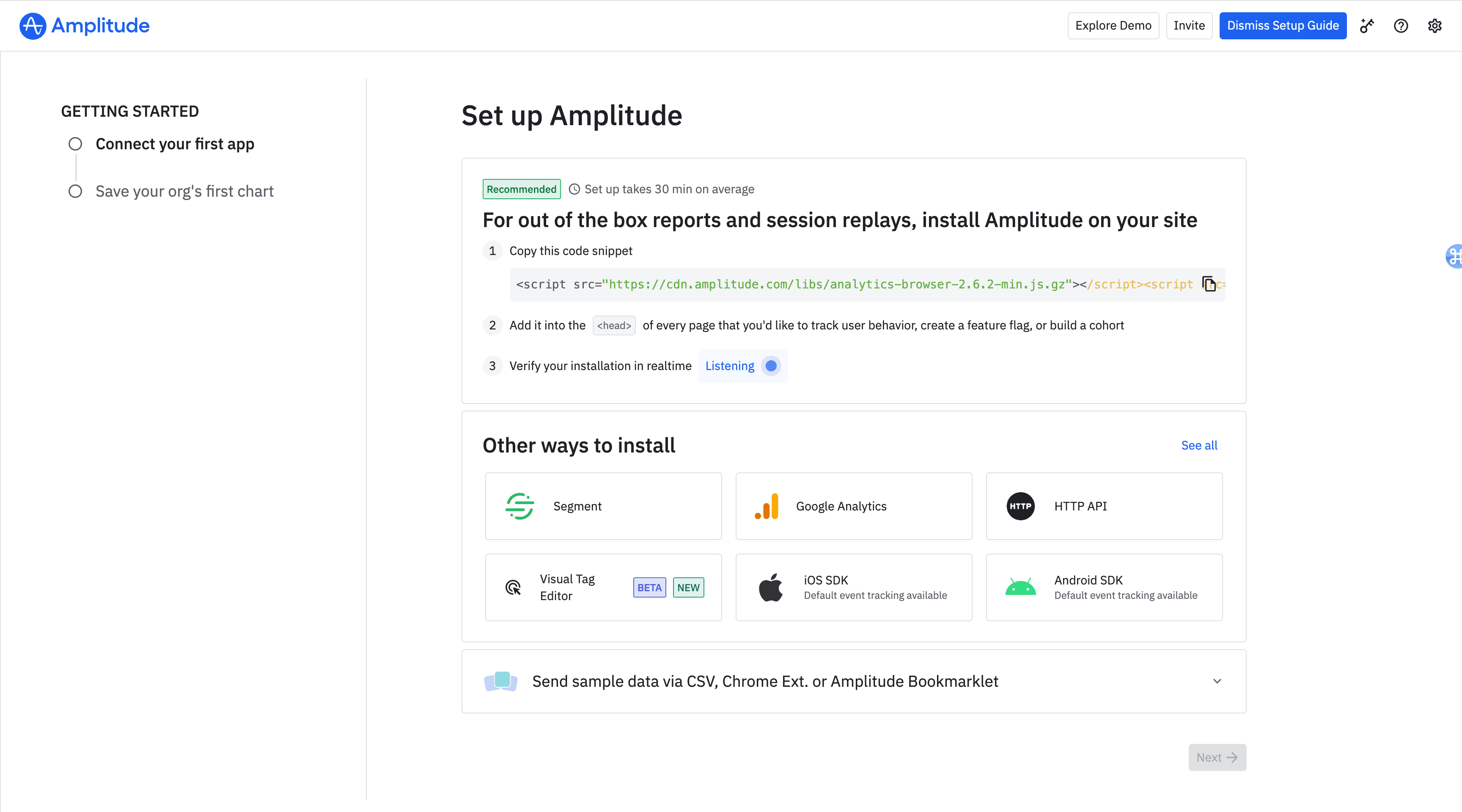 Amplitude Onboarding Data Setup
