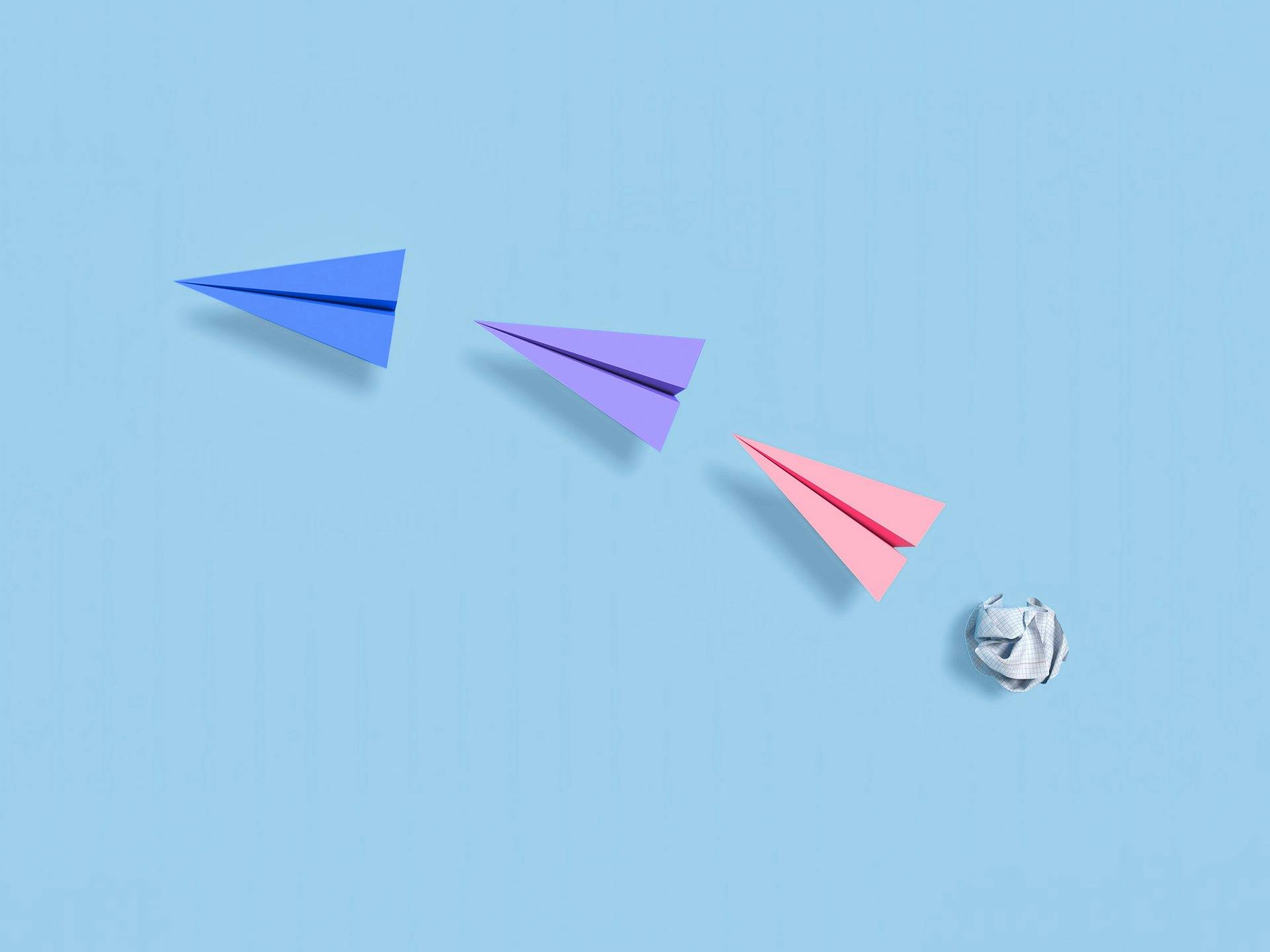 what is a go-to-market strategy blog illustration - bright paper airplanes