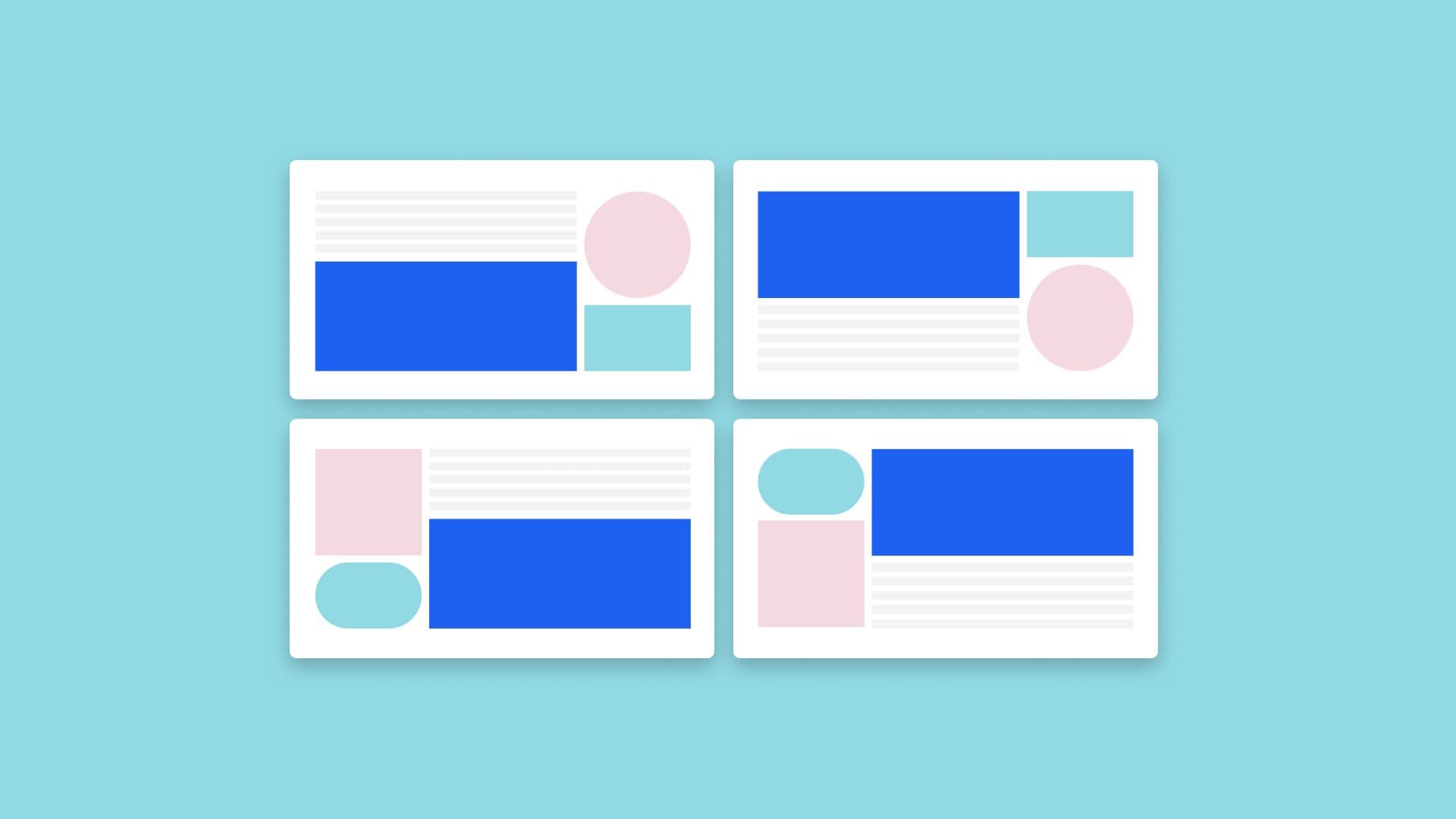 what is multivariate testing blog post illustration - 4 webpage wireframes