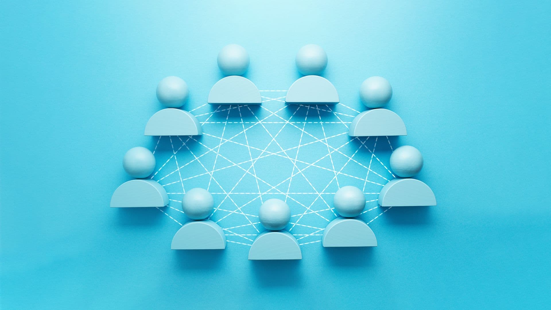 What is data management illustration with avatars and a web between them