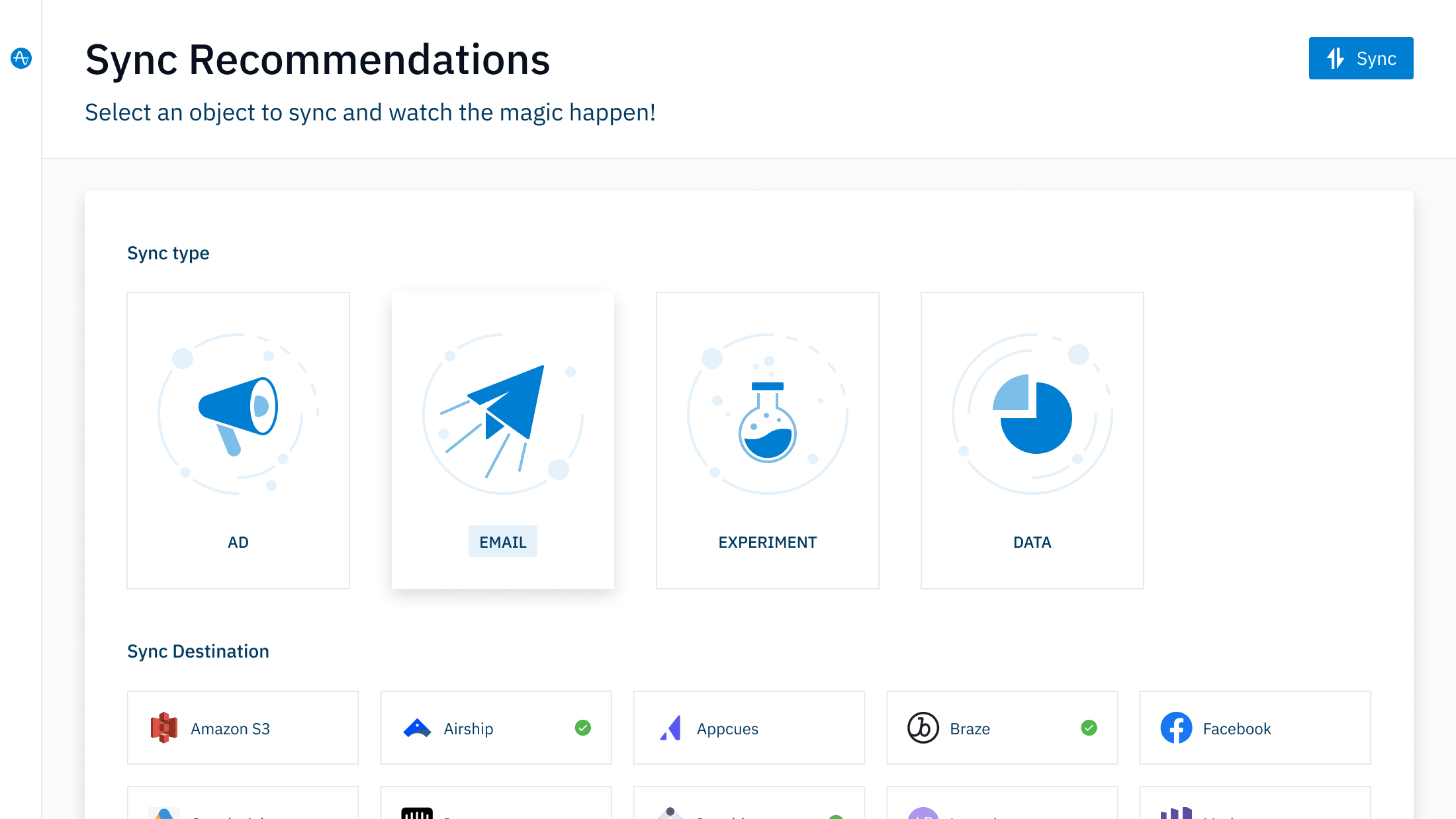 Sync recommendation for Delivering targeted experiences