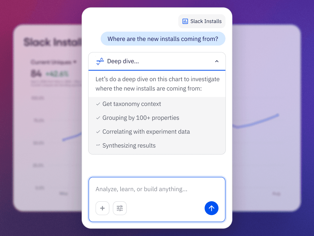 AI Agents product screenshot showing analytics automation