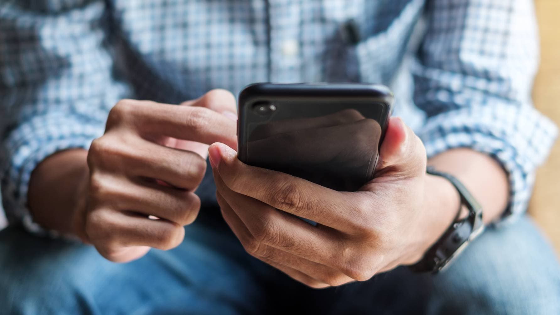 A person using a smartphone