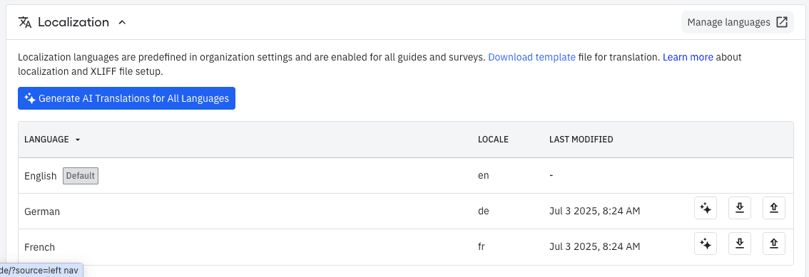 Automated Guides and Surveys Localization using AI