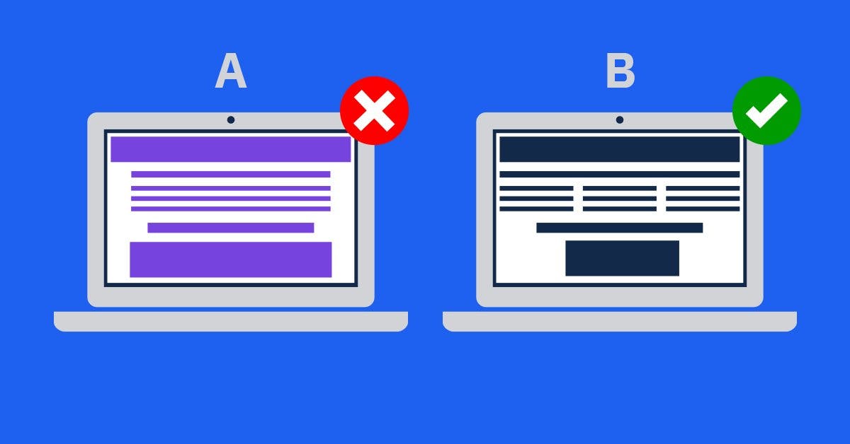 featured image - illustration of web wireframe variants in A/B testing