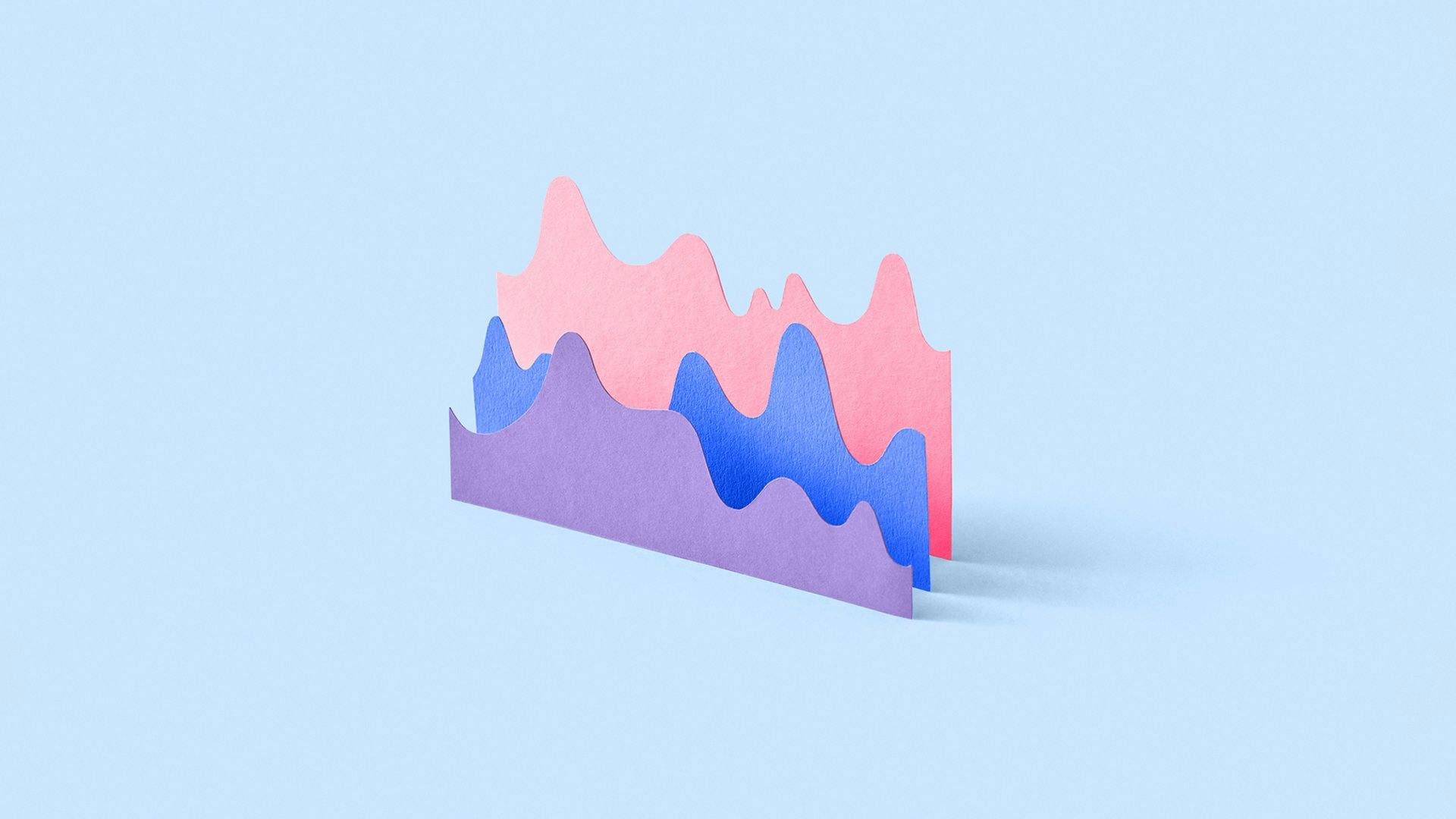 Different colored wavy charts
