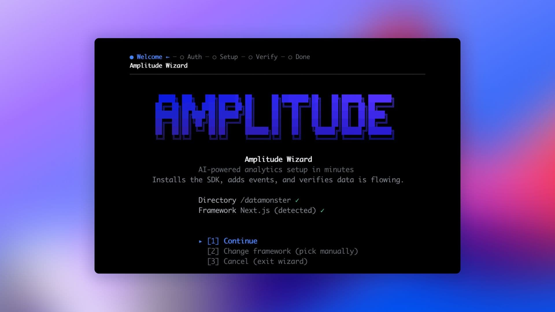 The Amplitude Wizard in all its 8-bit CLI glory