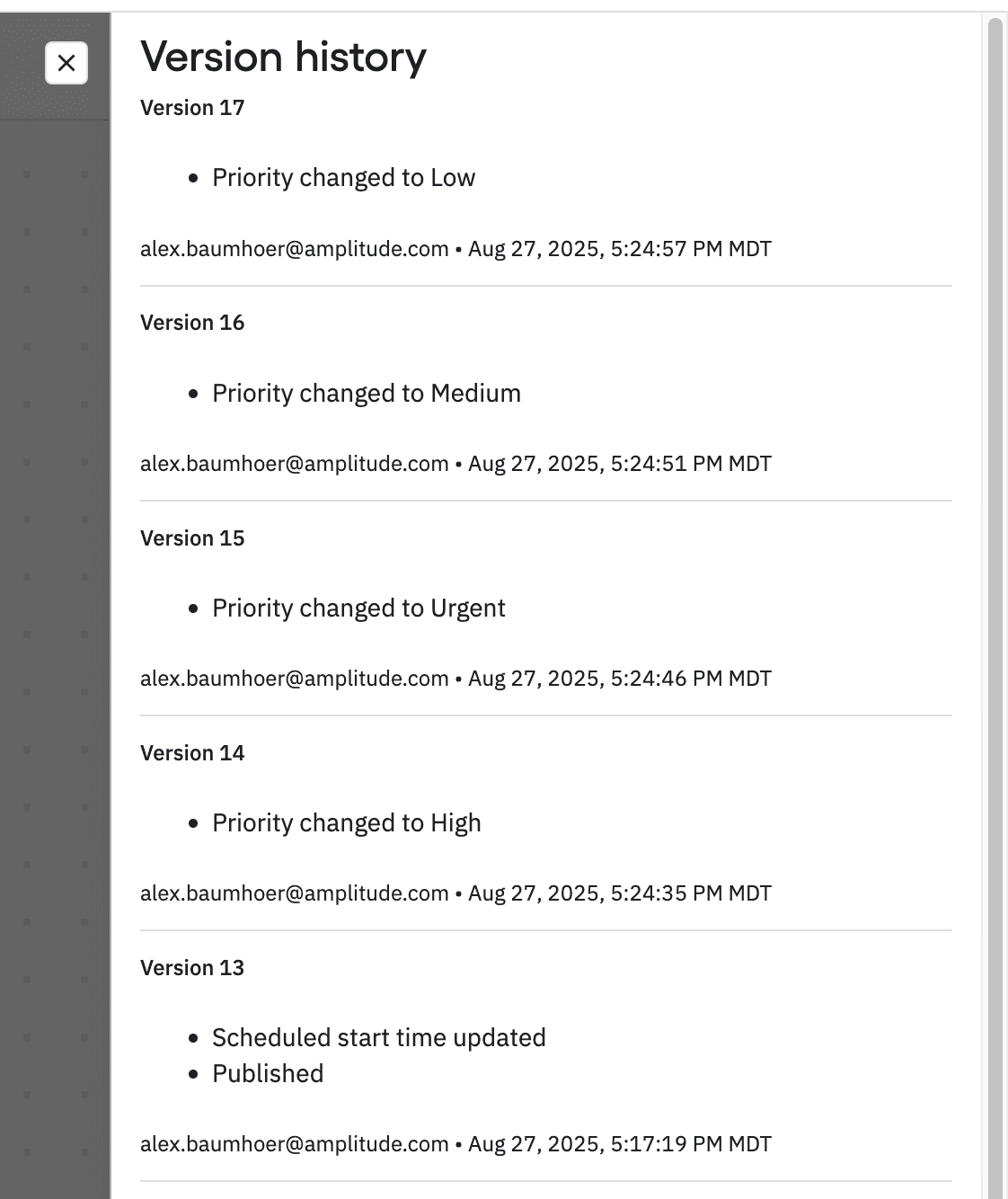 Version History for Guides & Surveys
