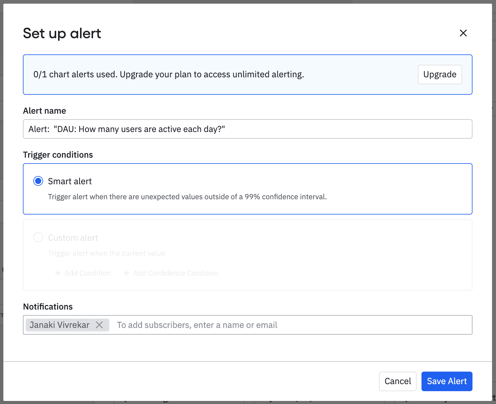 Smart Chart Alert Available in Plus Plan