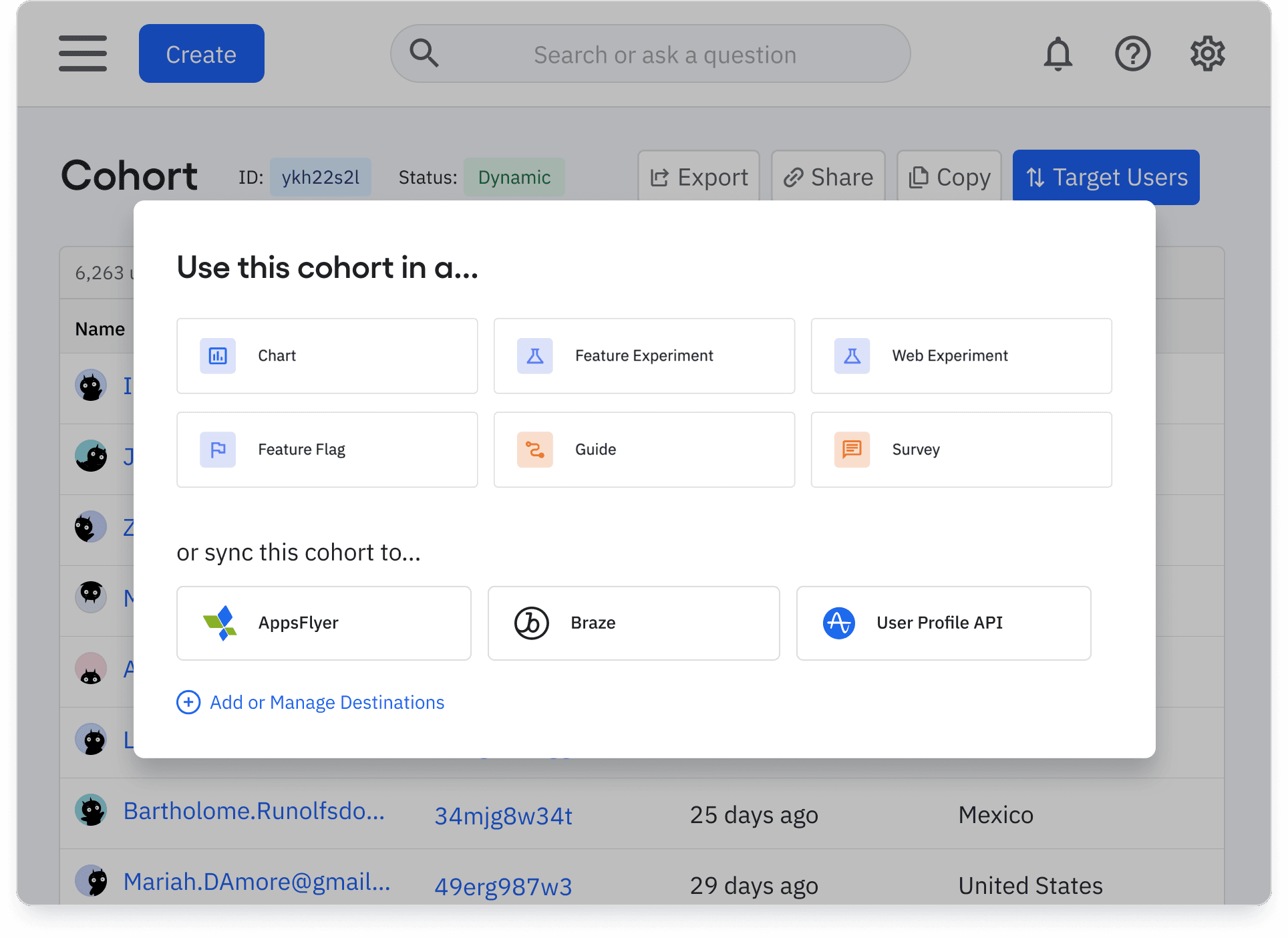 cohort creation modal