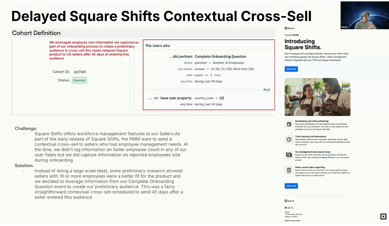 Delayed Square Shifts Contextual Cross-Sell cohorting