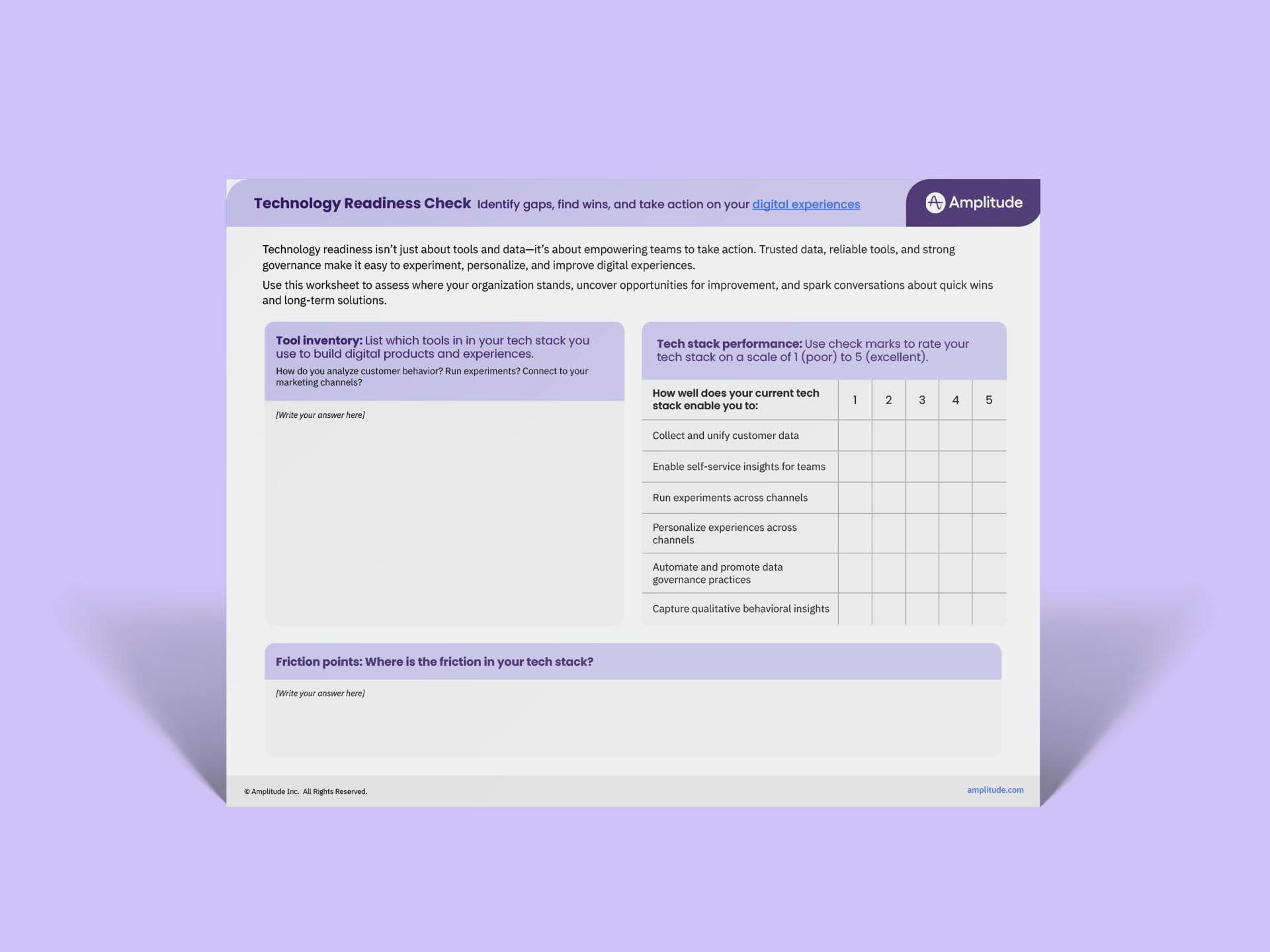 Technology readiness worksheet