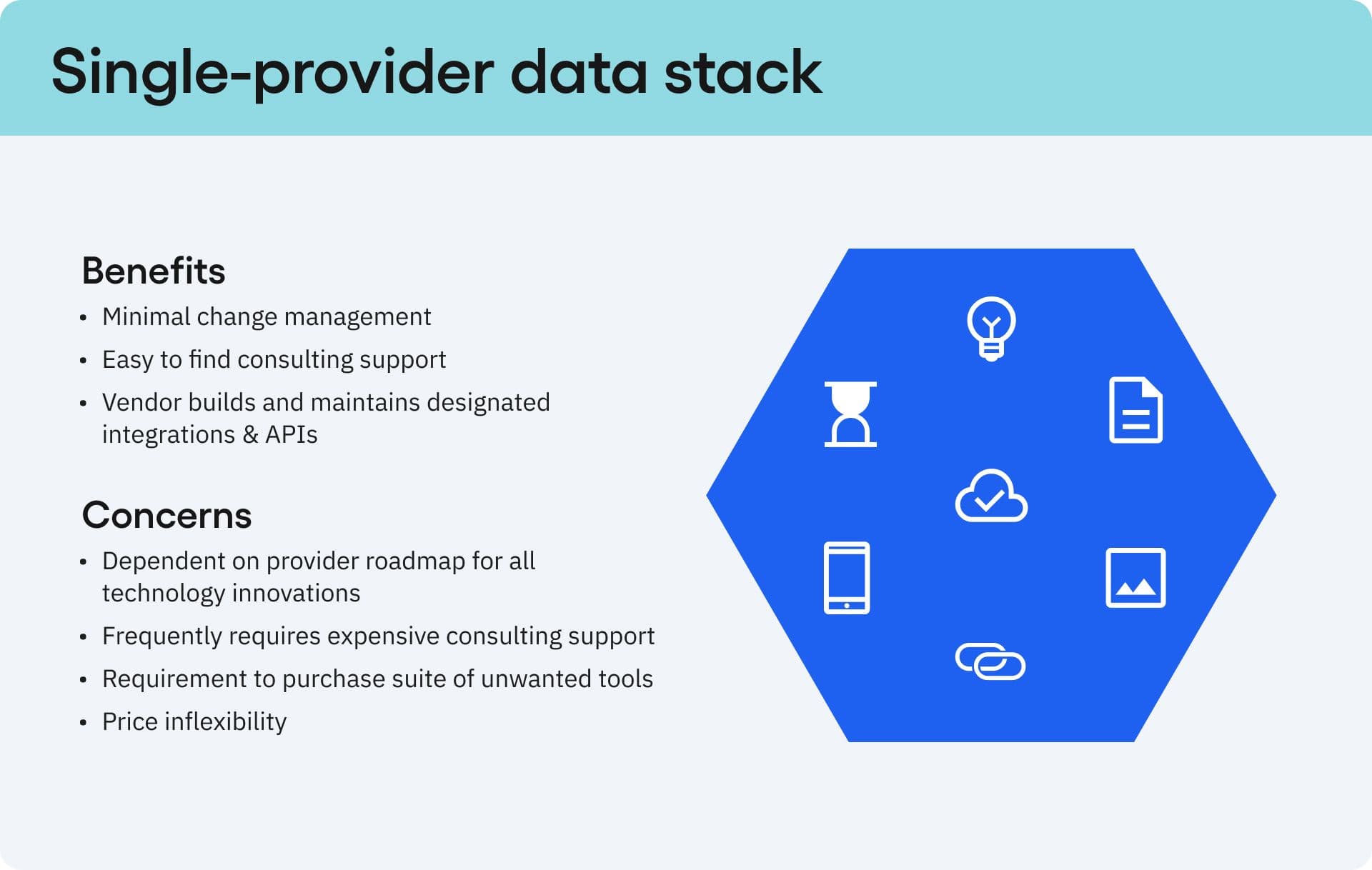 Benefits and concerns of a single-provider data stack