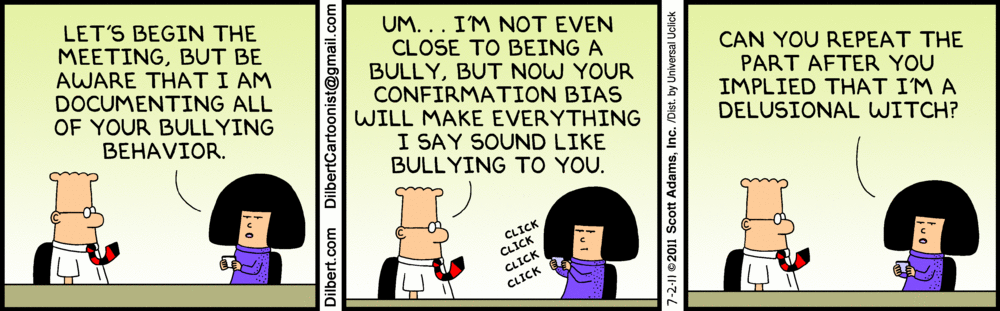 confirmation bias dilbert comic