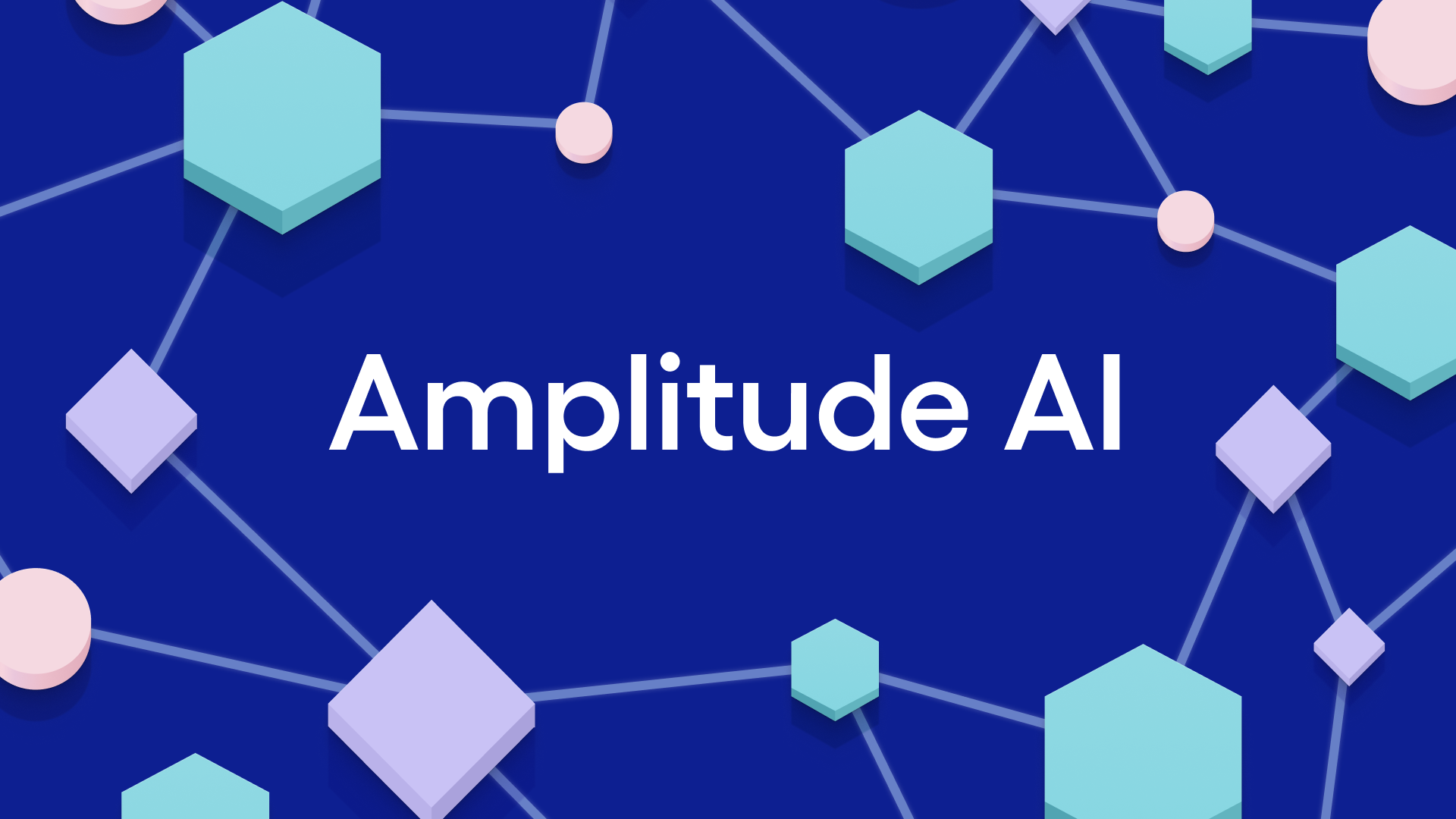 A geometric 3D shapes in Amplitude colors on a blue-background with white text indicating Amplitude AI
