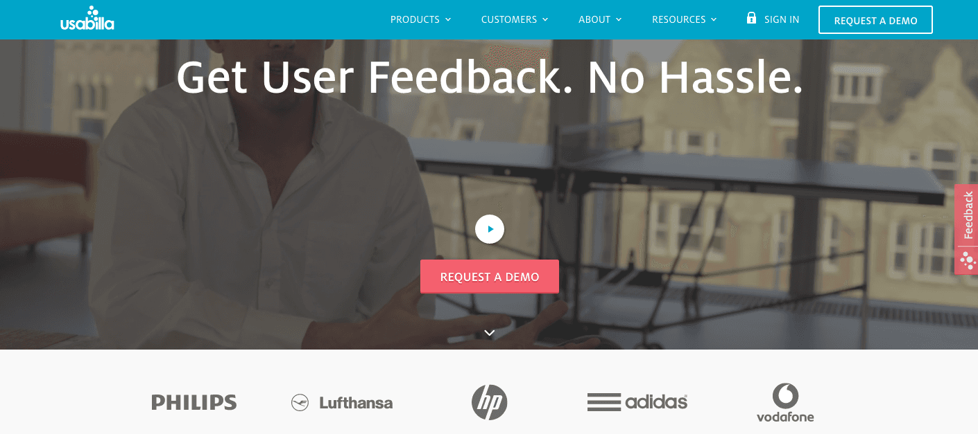 adidas on usabilia homepage