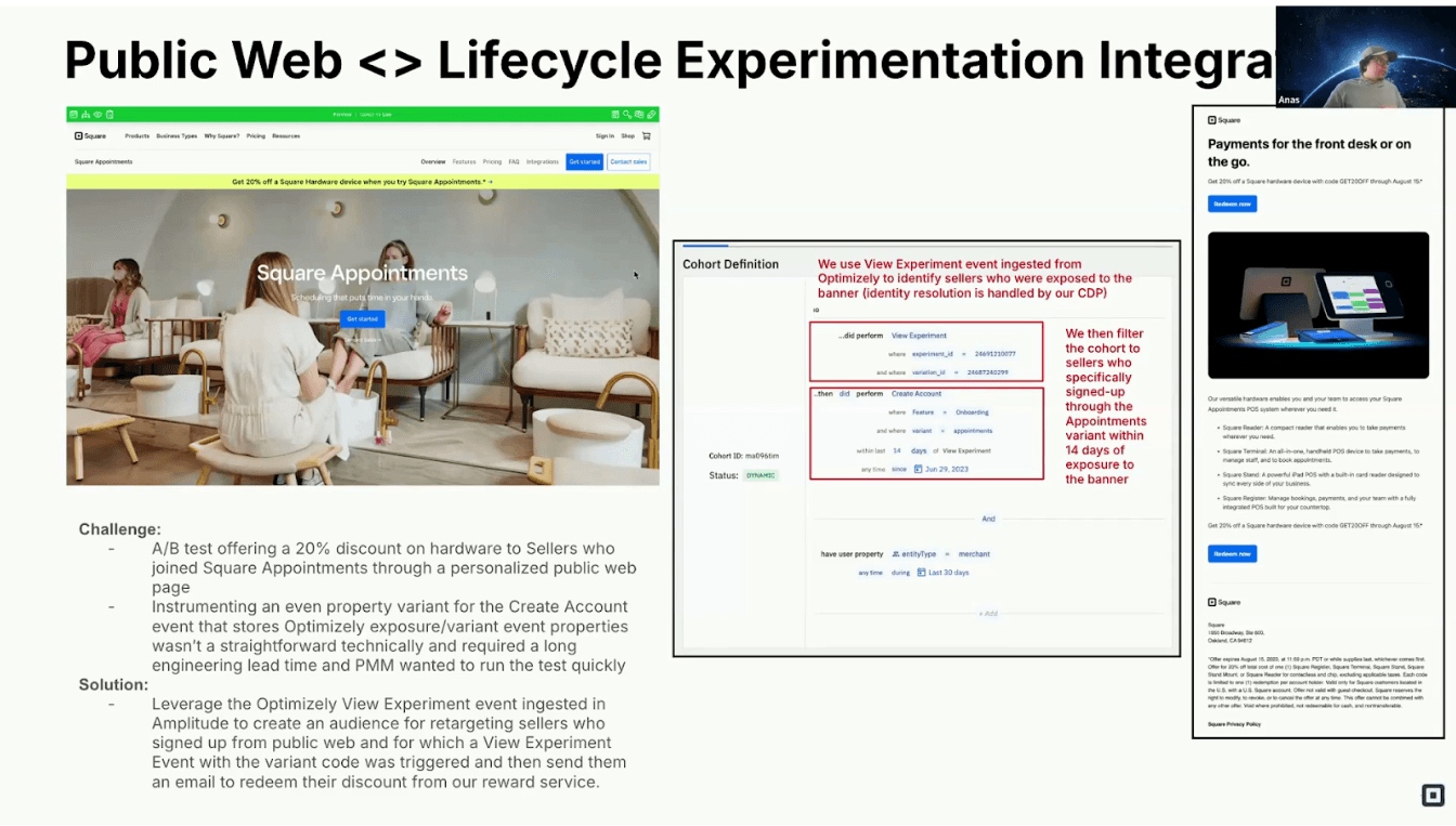 Public web and lifecycle experimentation integration cohorting