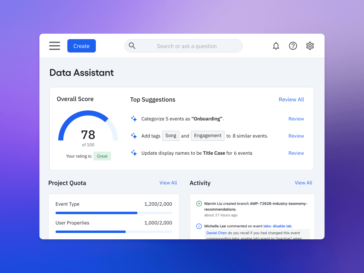Uma interface de governança de dados mostra a qualidade dos dados e os controles de conformidade