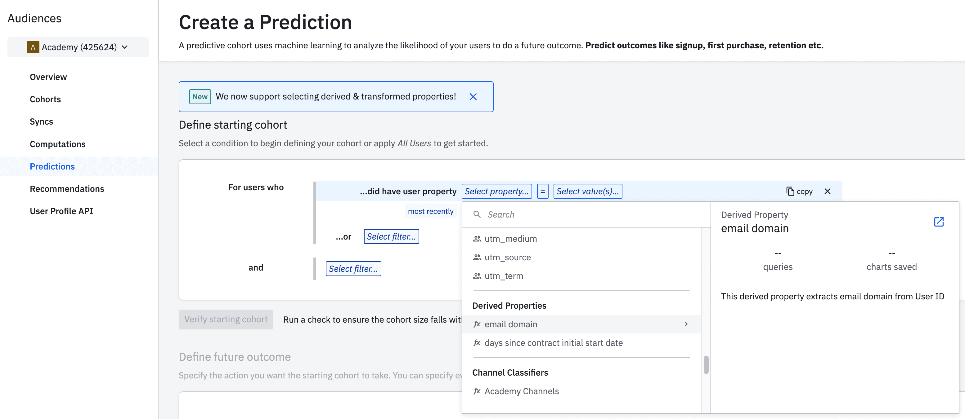 Computations, Recommendations, and Predictions support Derived and Transformed Properties