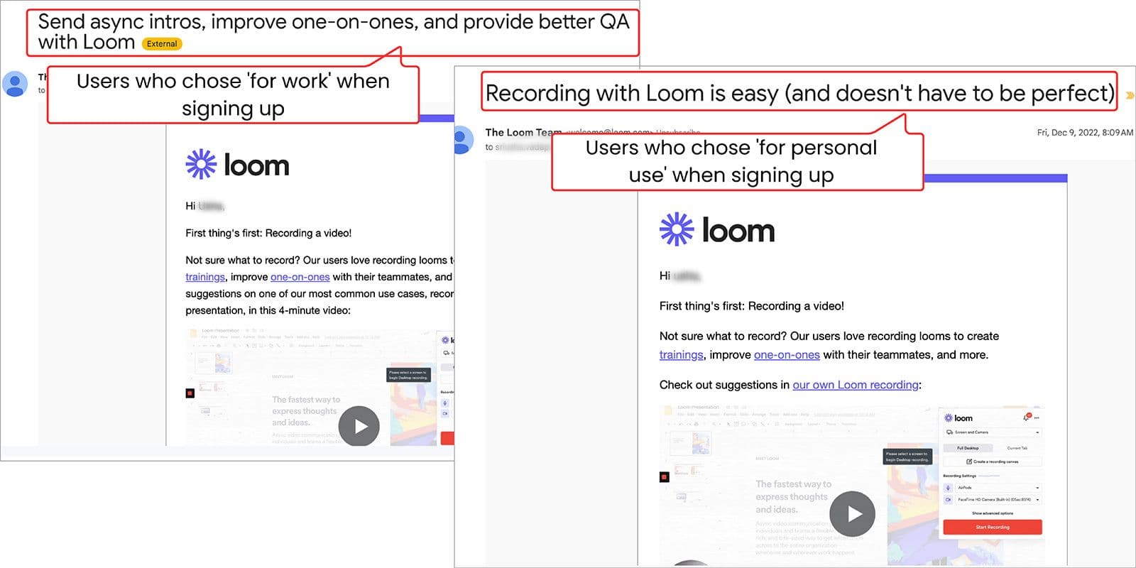 Onboarding email with personalized subject line