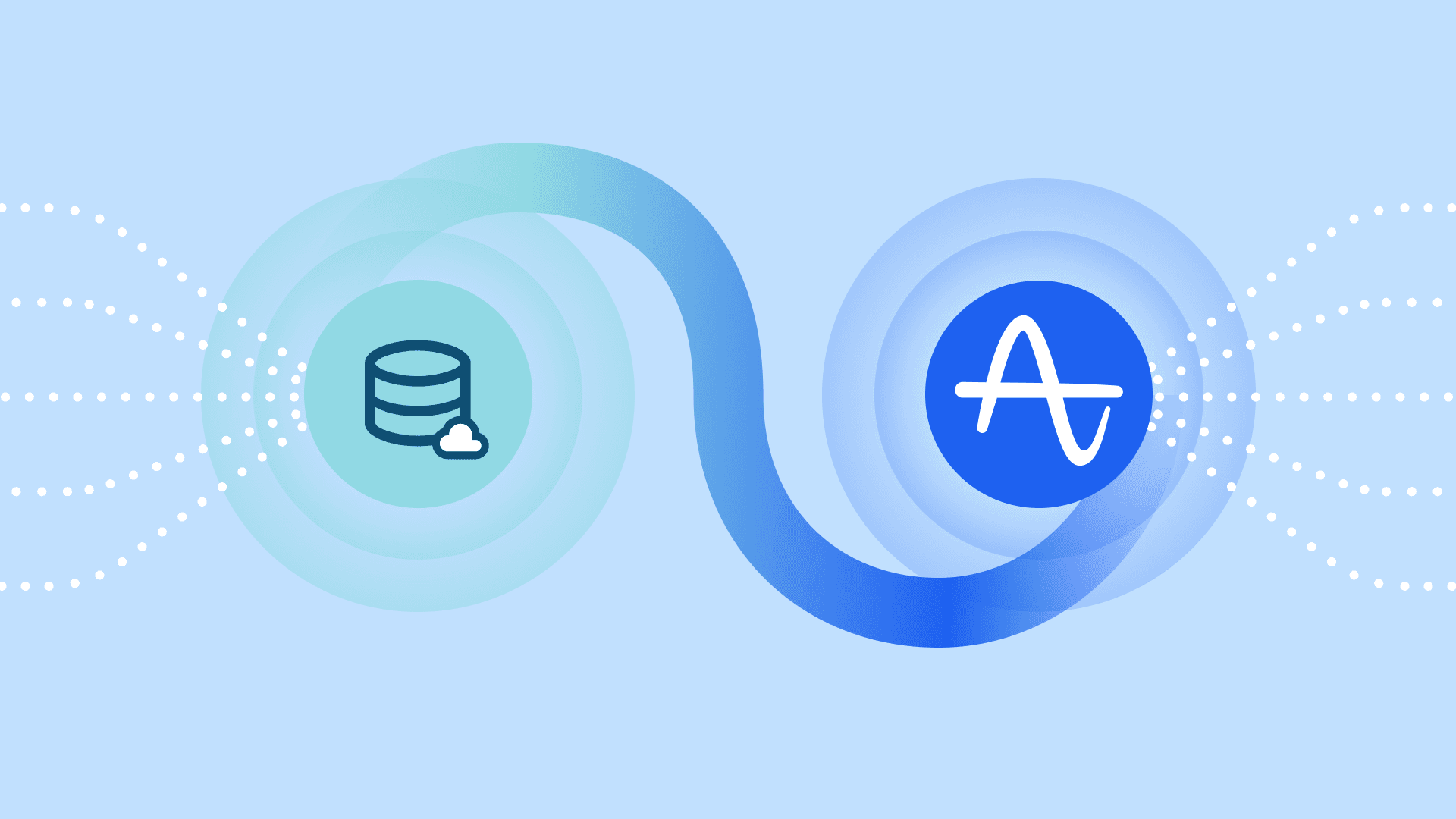Graphic showing information passing to and from a data stack and Amplitude