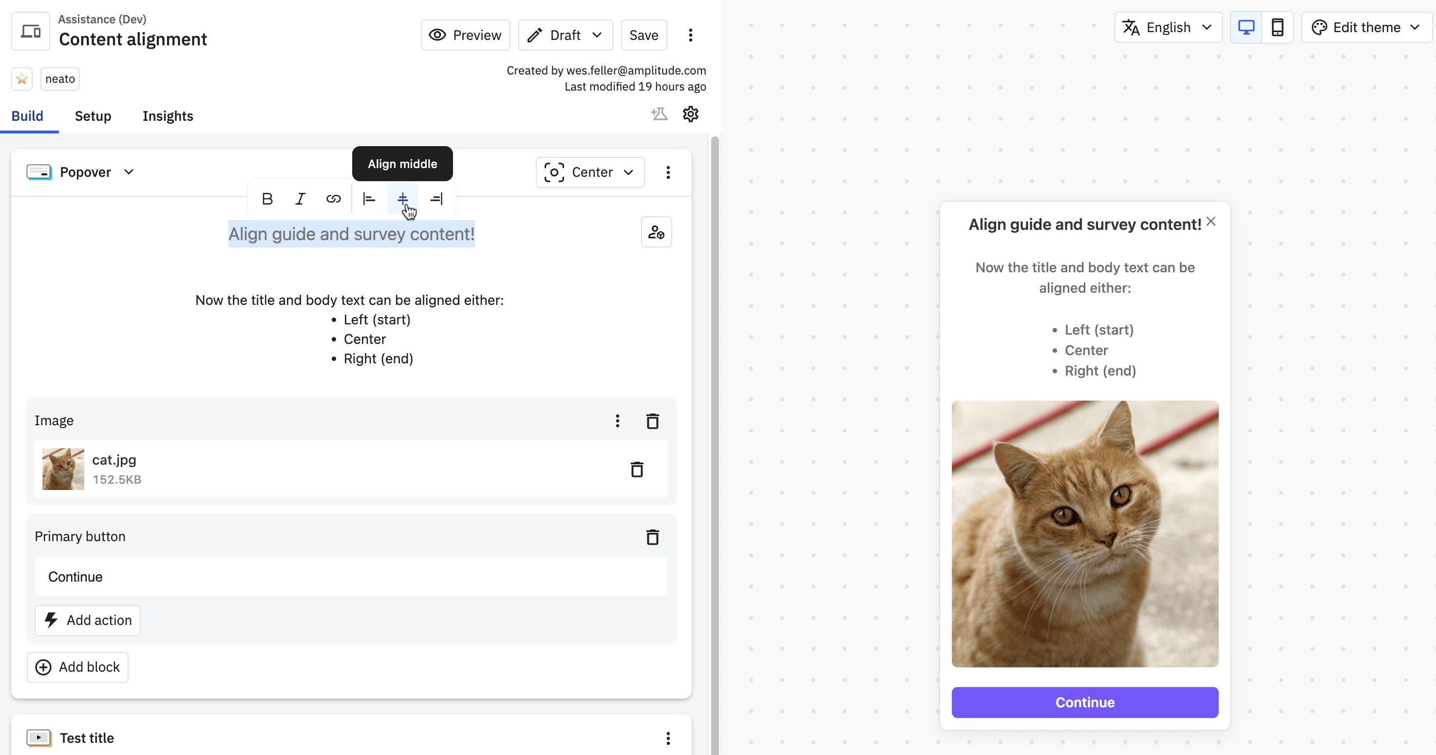 Content alignment for Guides and Surveys