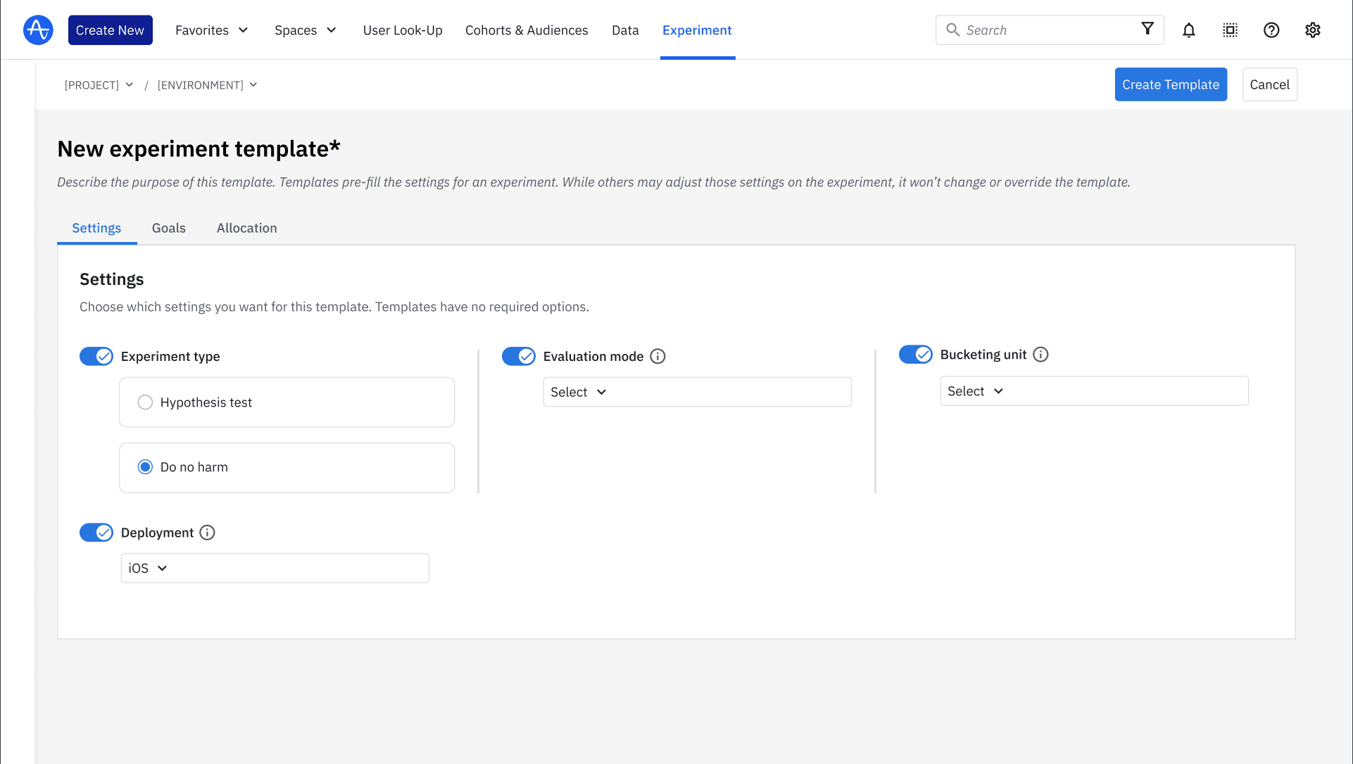 Standardize your experiment configuration with templates