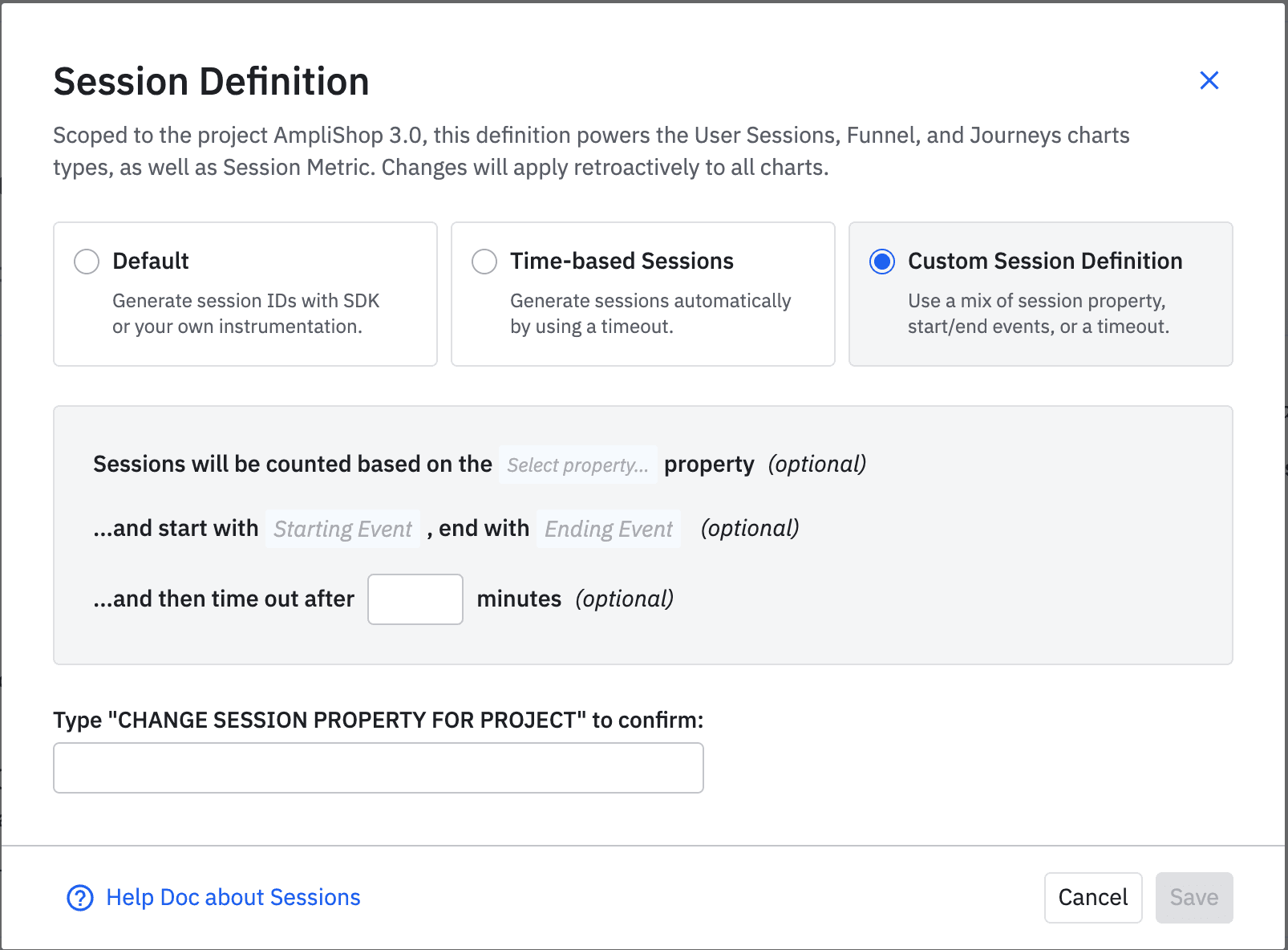 Custom Session Set-up Improvements