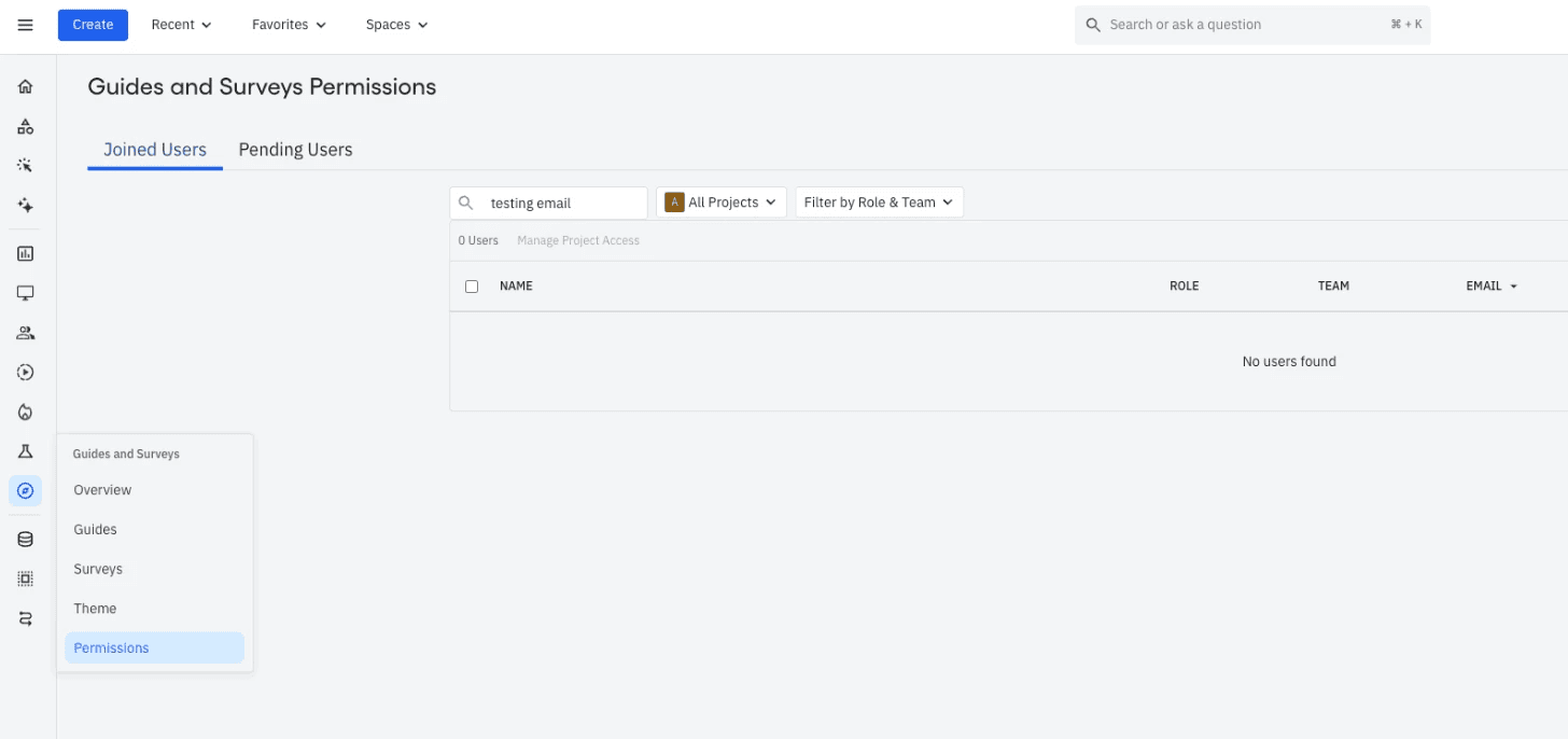 Guides and Surveys Permissions