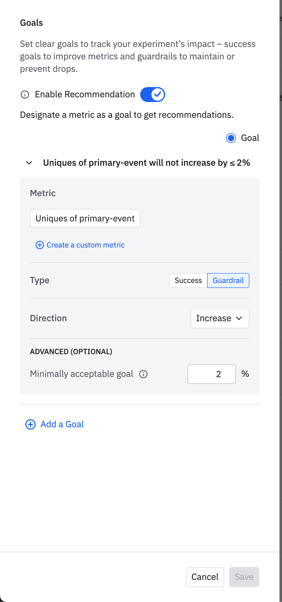 Experiment Metric Recommendation Revamp