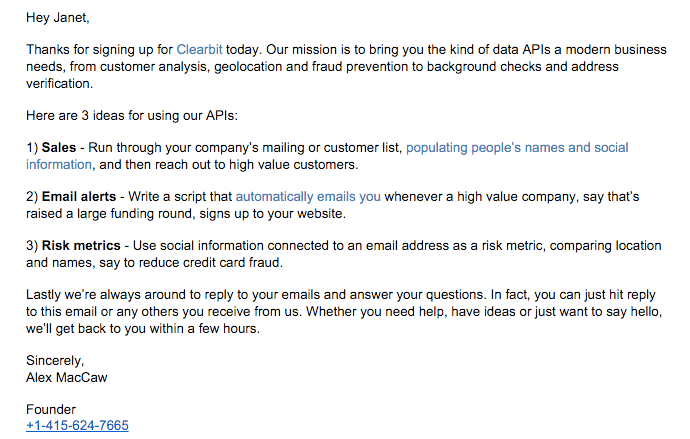 clearbit-early-welcome-email