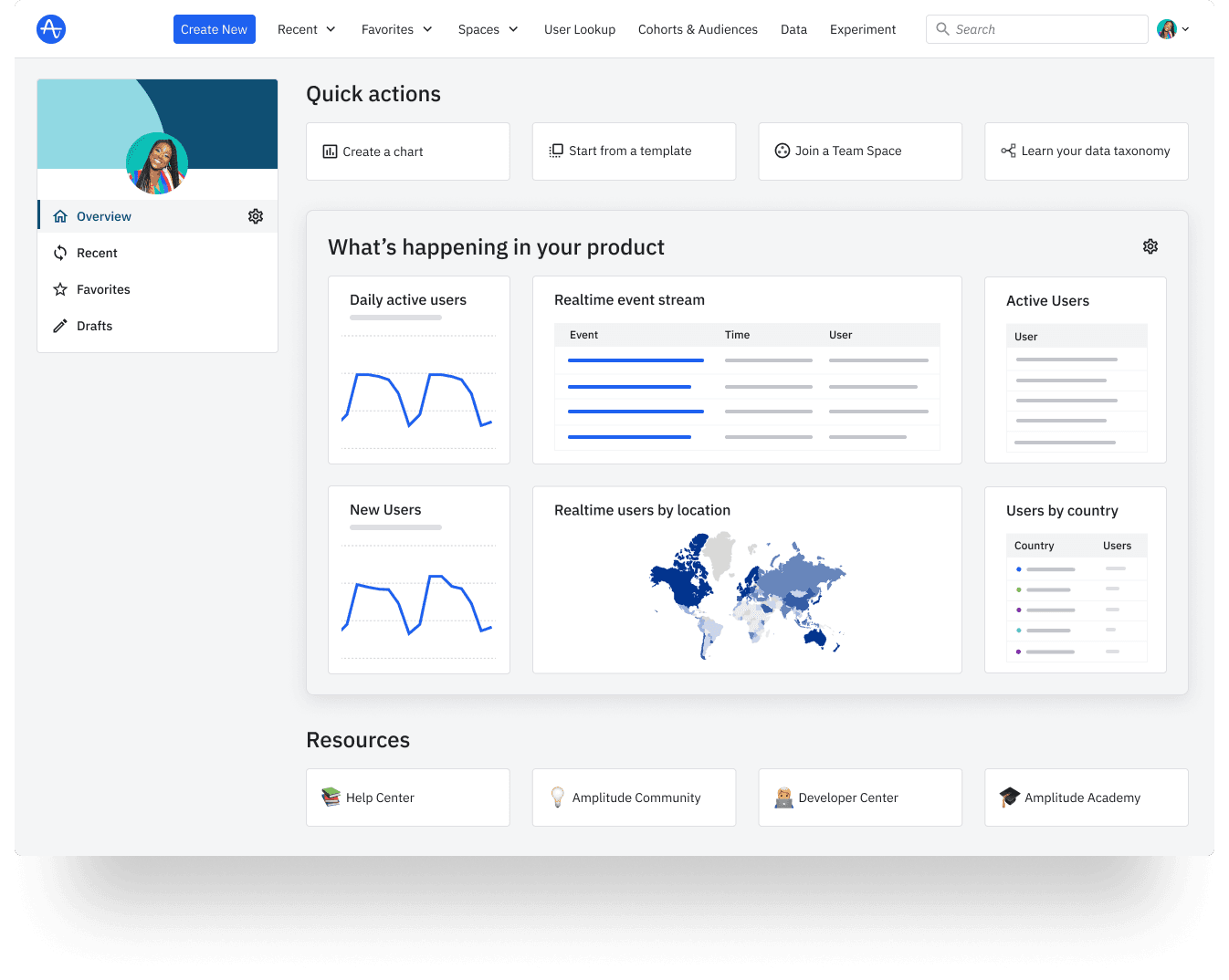 Amplitude homepage on gray background