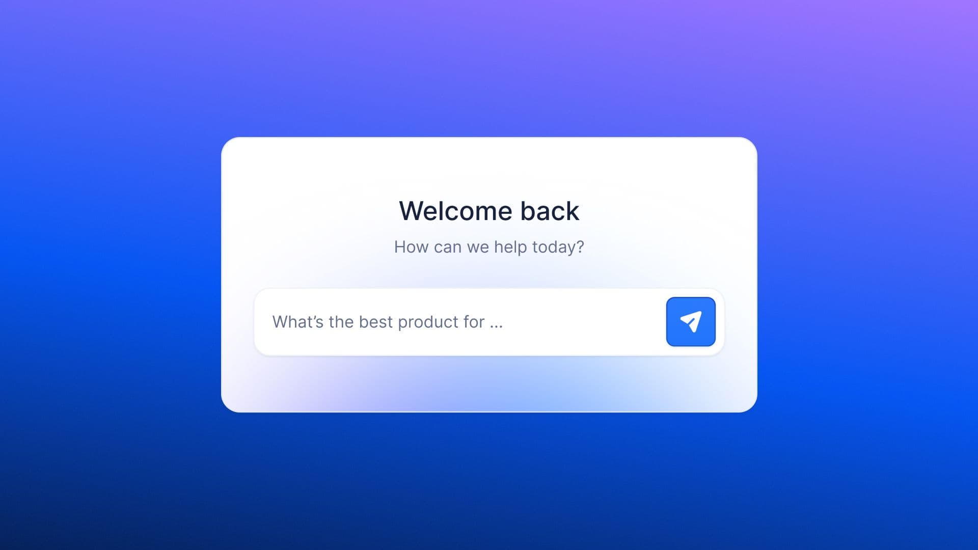 An LLM chat prompt box asking "What's the best product for..."