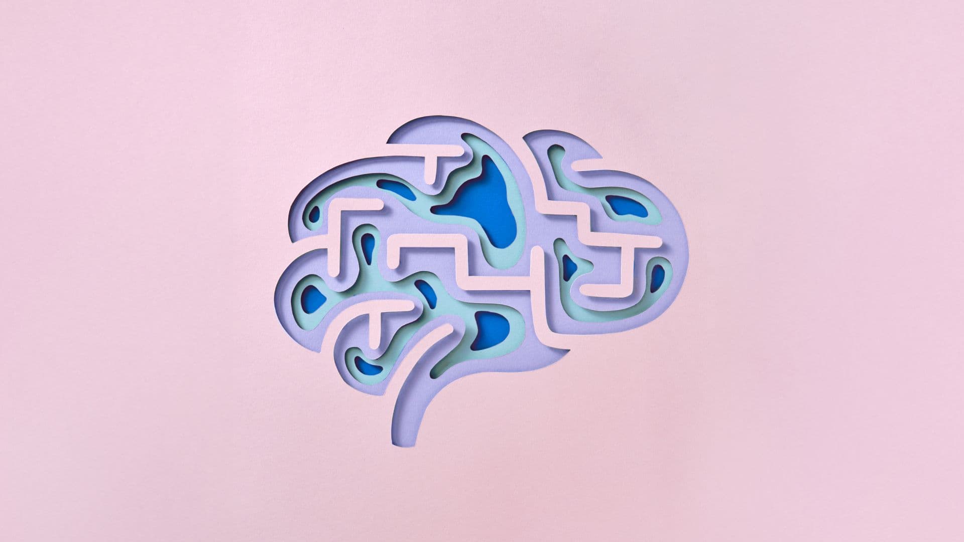 A multicolored brain with strata and maze walls, suggesting artificial intelligence.