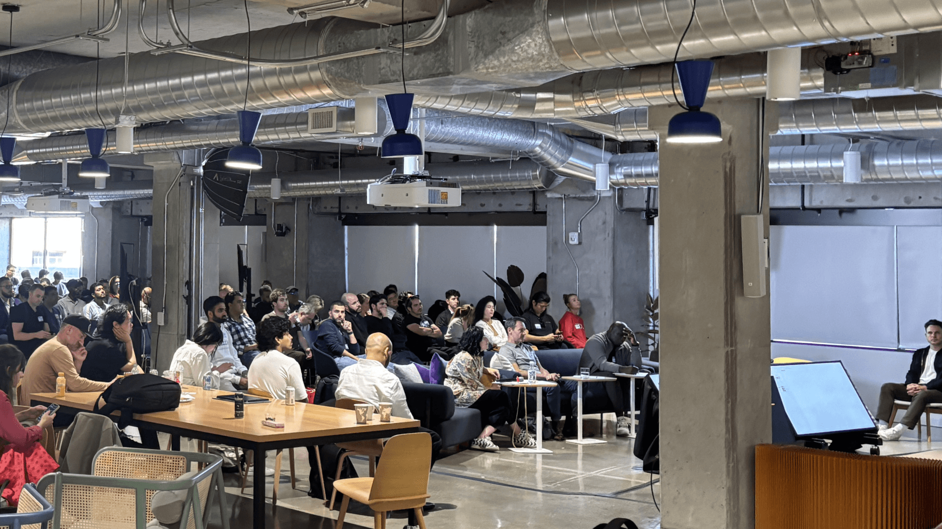 The crowd at Founders Who Scale, including our three judges in the front row.
