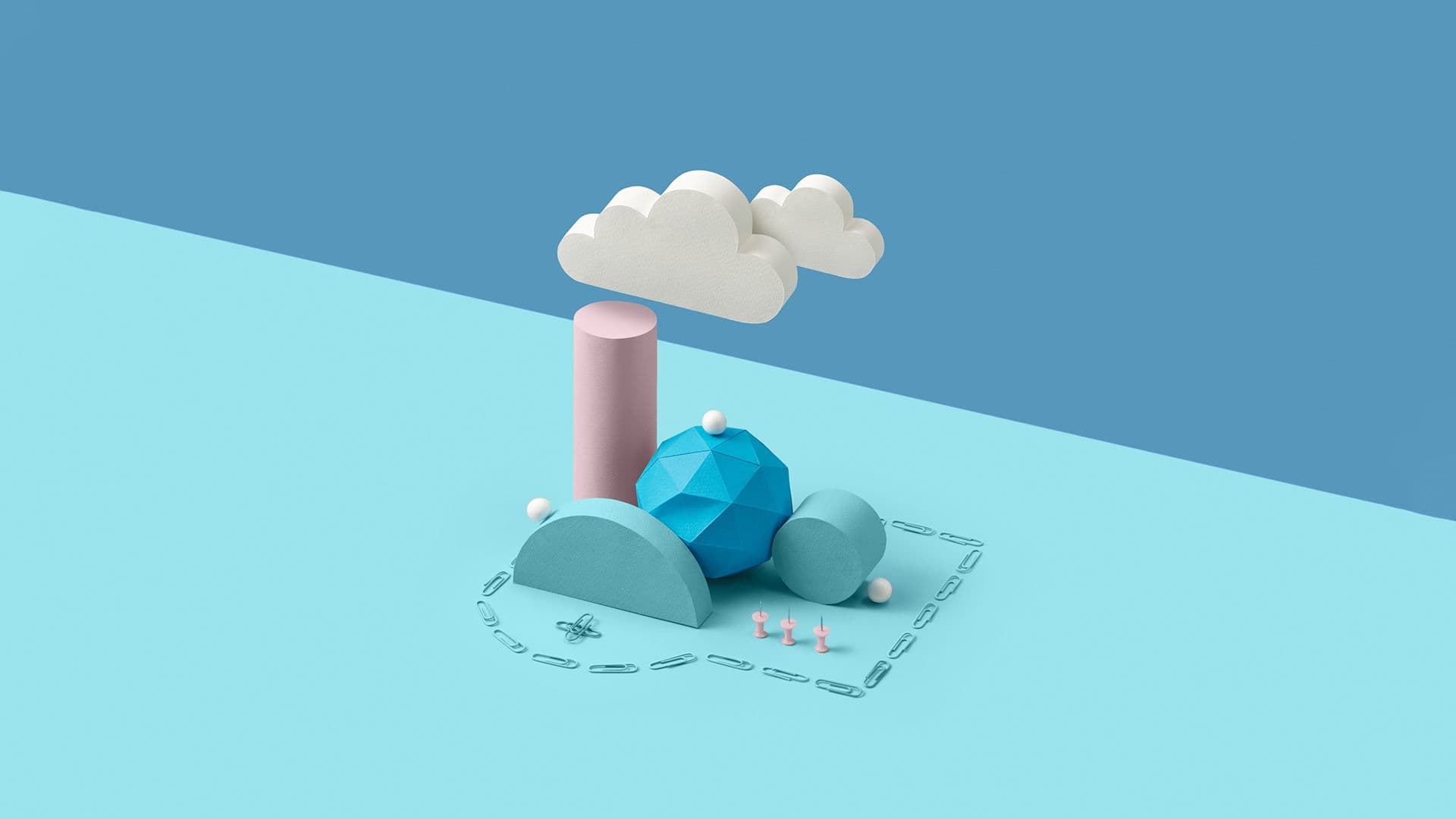 Illustration of small data factory made of blocks