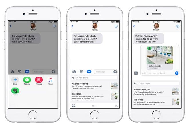 evernote iOS 10 iMessage extension