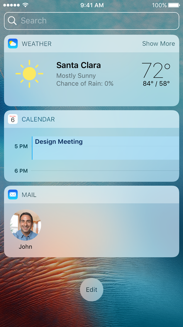 iOS 10 widget