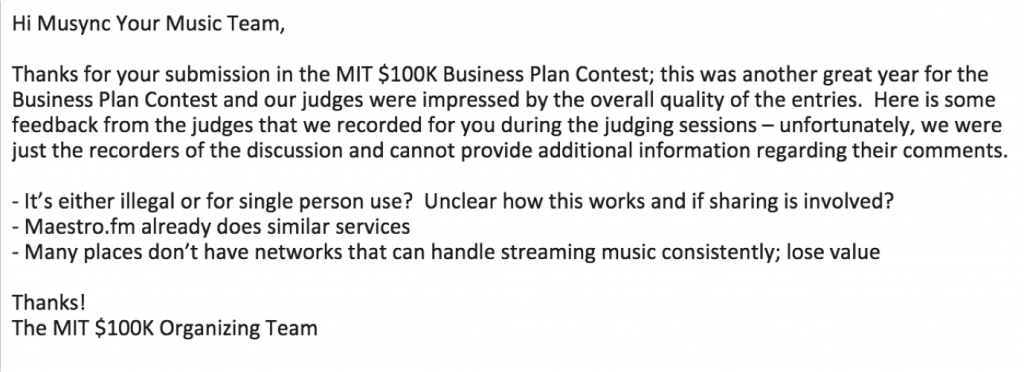 musync-MIT-100k-business-plan-competition-rejection