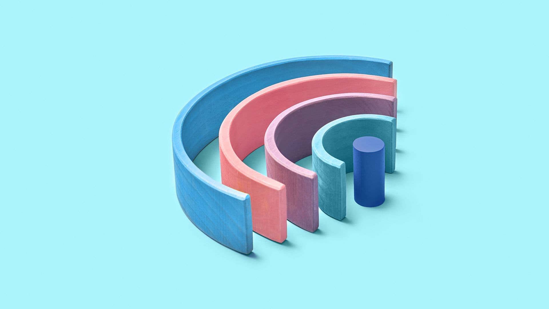 Half circles on a blue background