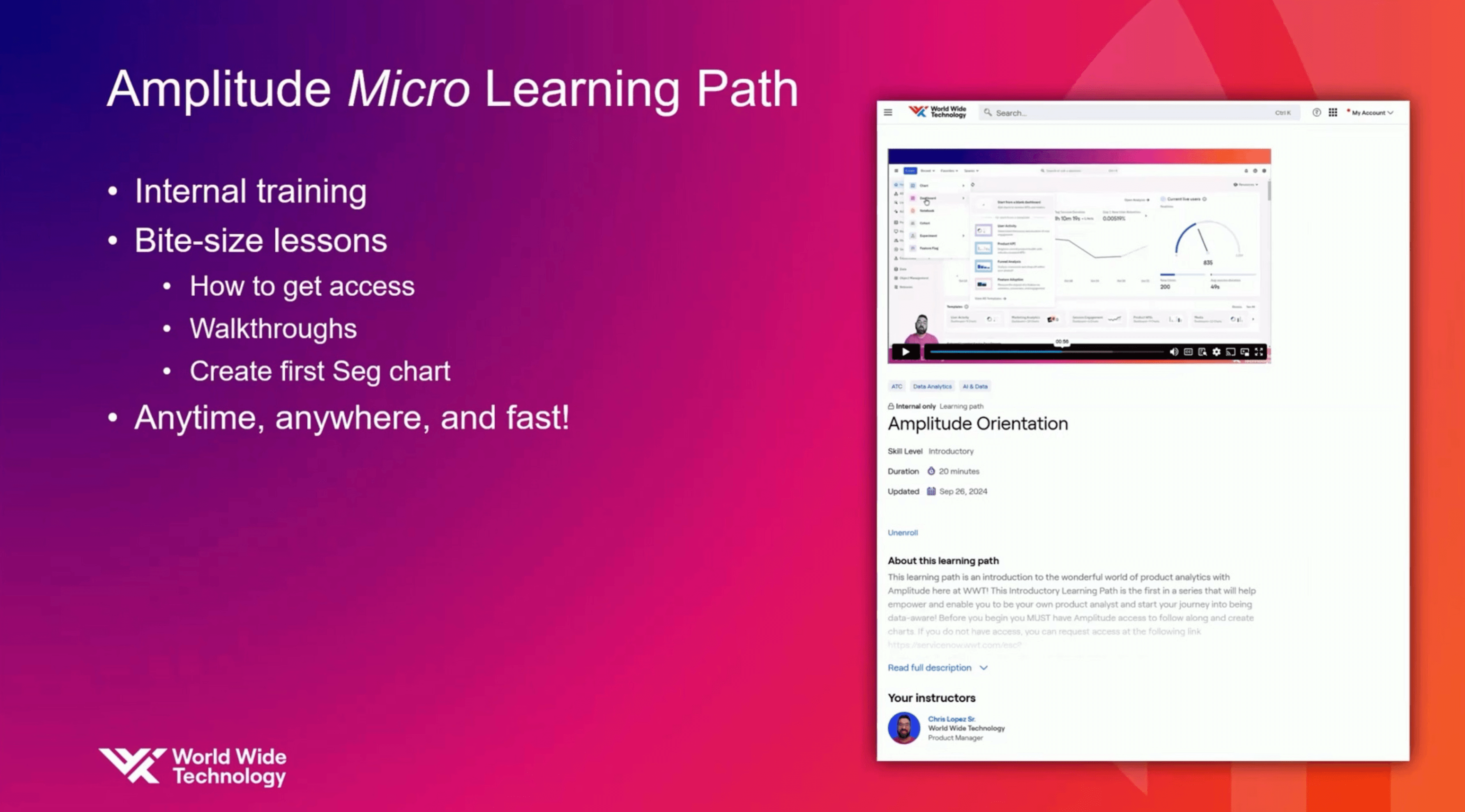 Amplitude micro learning path with bite-size lessons