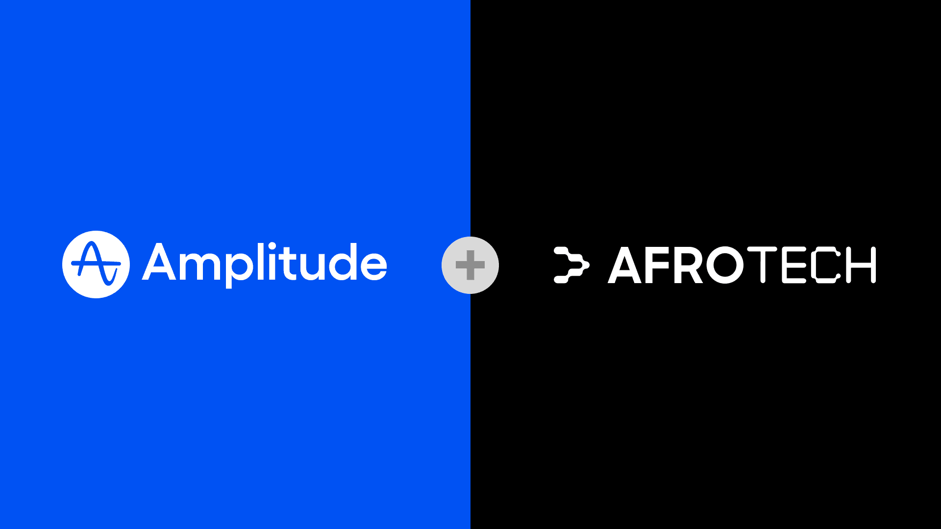 Amplitude logo over blue background and AfroTech logo over black background.