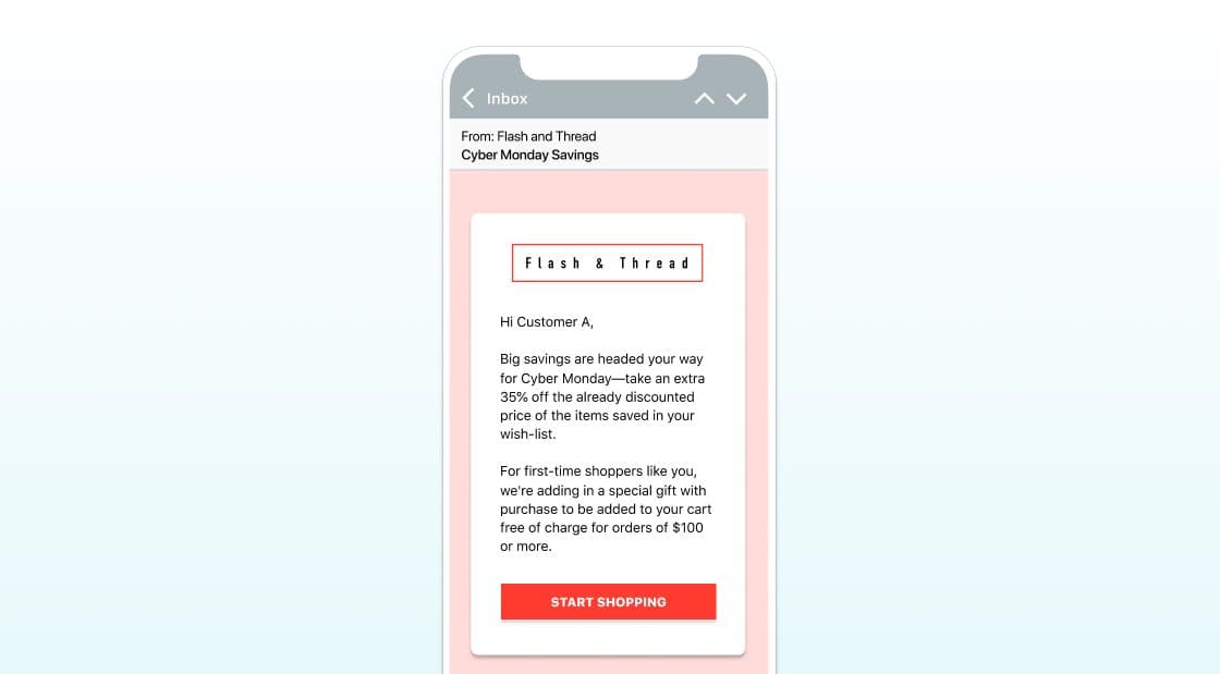 Personalized email example