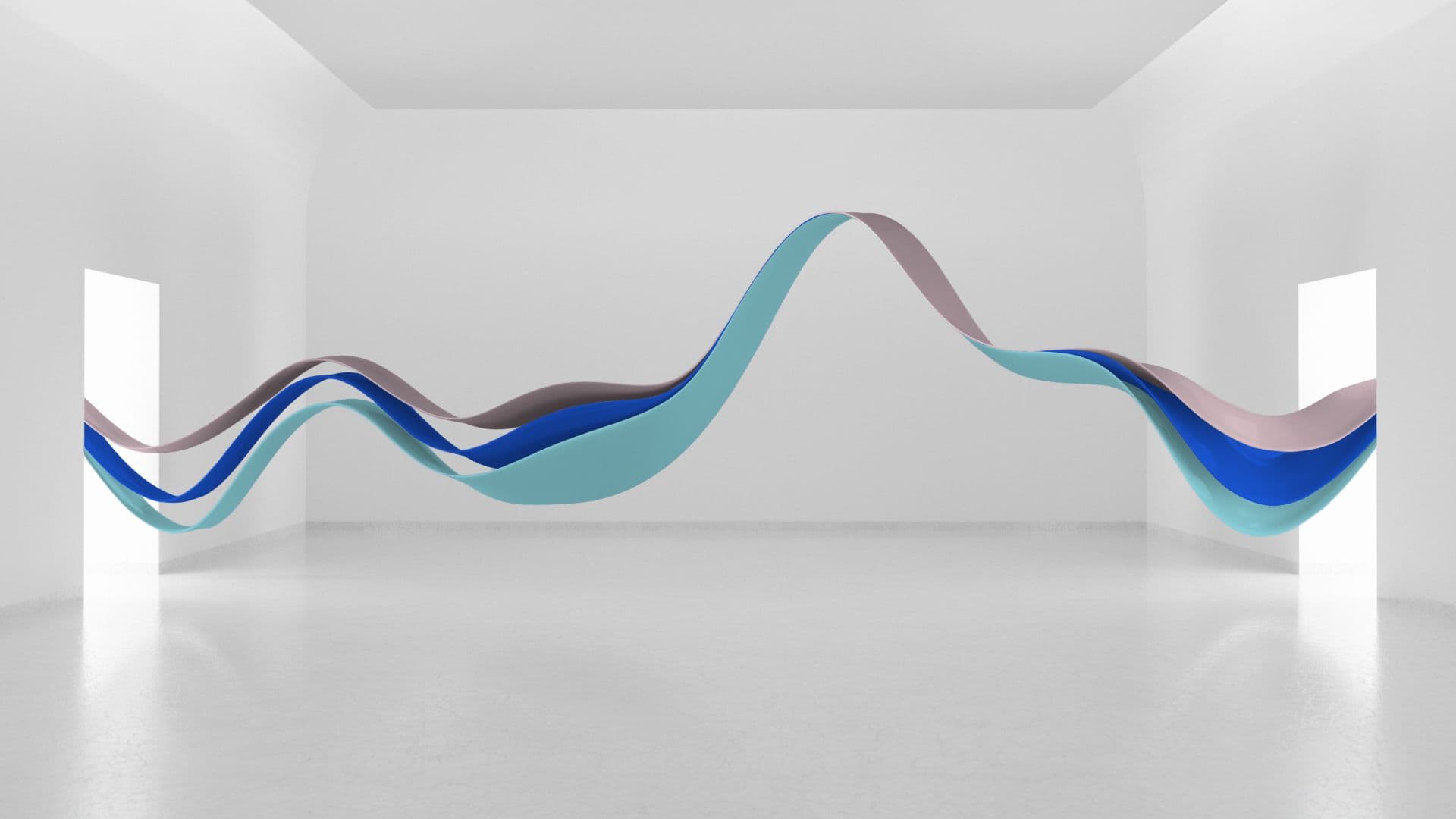 Ribbons traveling through a room, suggesting the flow of vibe data
