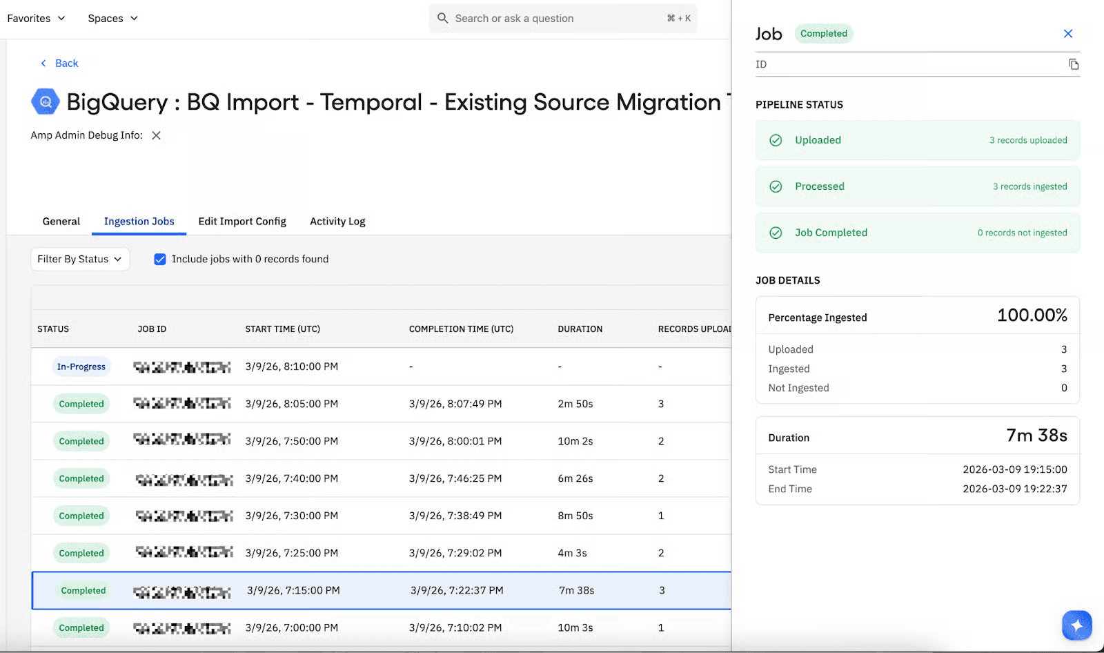 Job Details Drawer (For BigQuery)